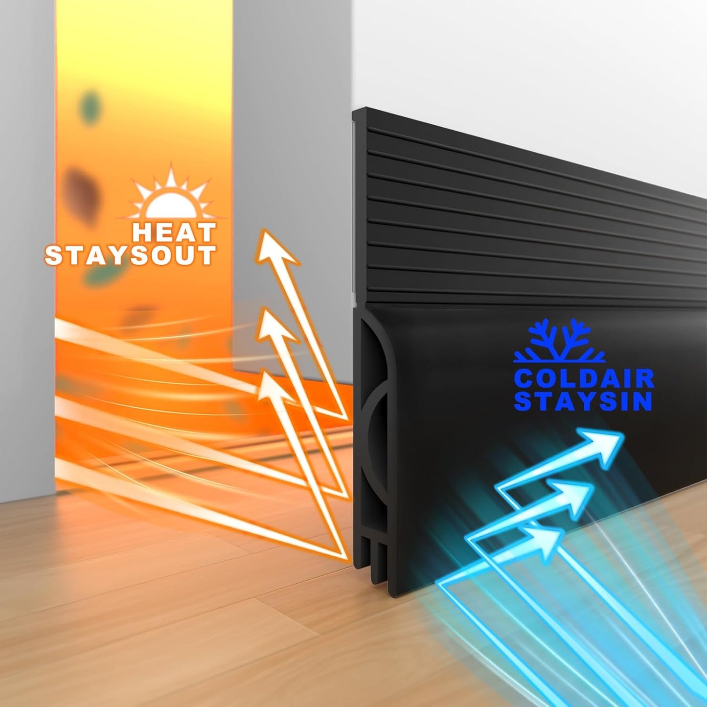 Door Draft Stopper,Door Sweep for Bottom of Door,Weather Stripping Door Seal Draft Guard Blocker Noise Cold Air Insulation Soundproofing for Exterior Interior Home Improvement(Black, 78")