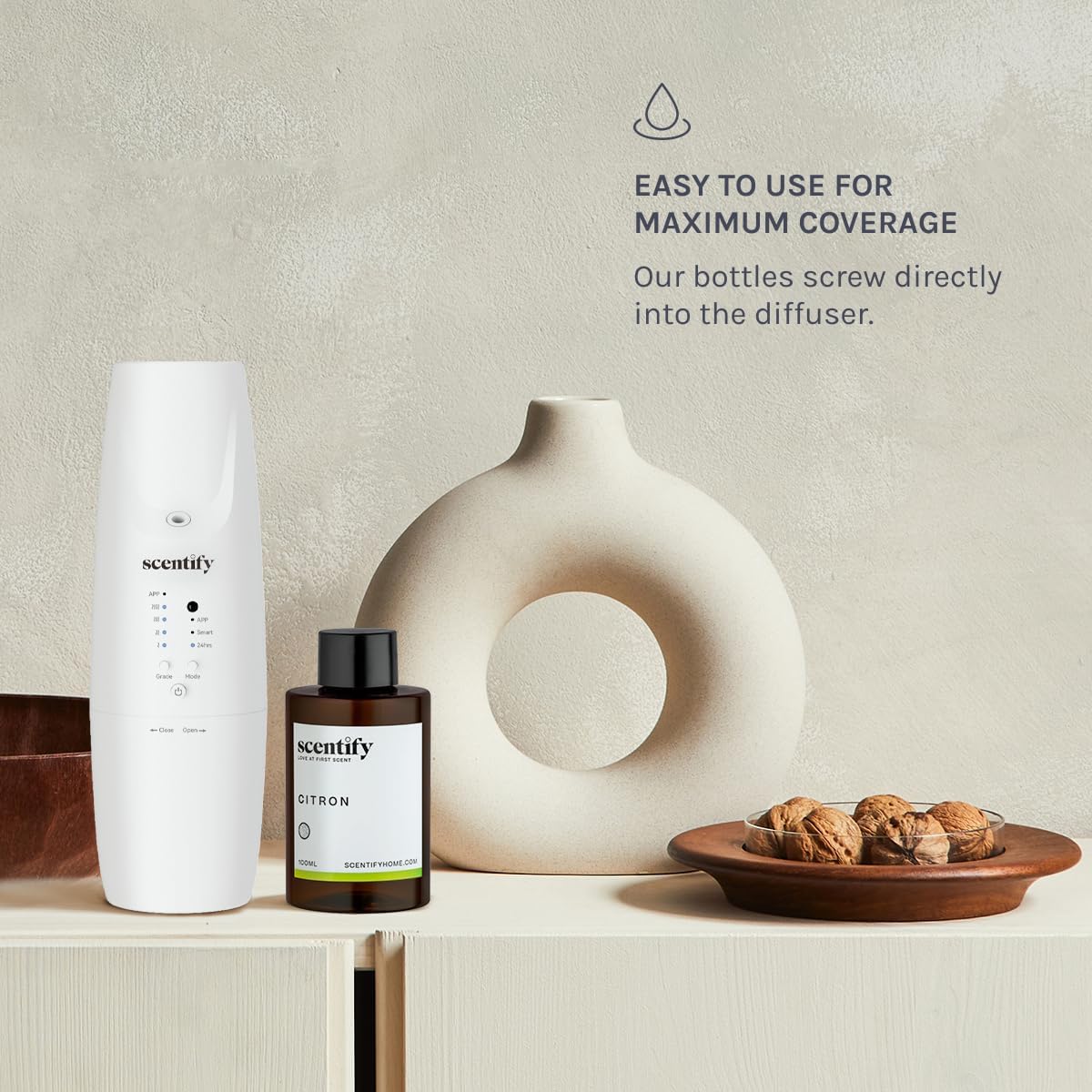 Scentify Citron Aroma Oil Refill Scent for Oil Diffusers - Lemon, Jasmine, Musk, Woods Scents - Luxurious Relaxing Aromatherapy Diffuser Fragrance 100ml, 3.38 oz