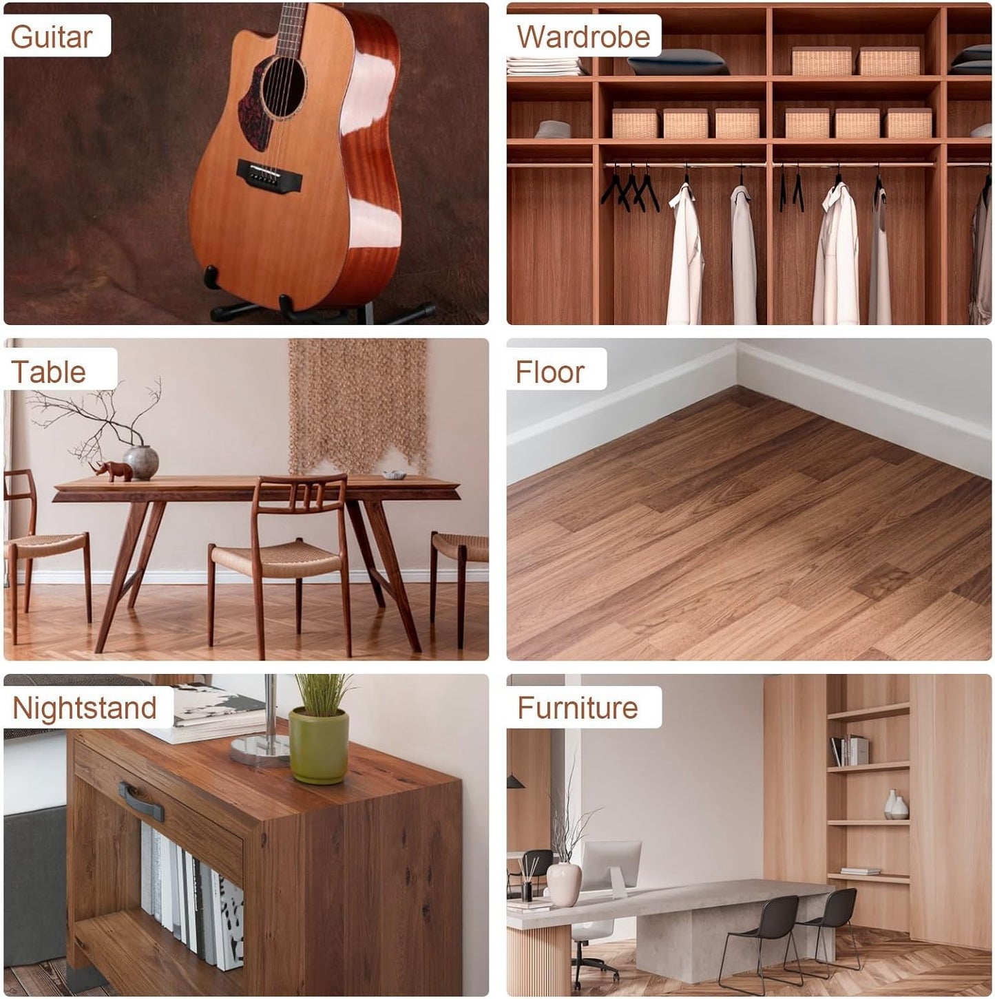 SEISSO Wood Filler, Walnut Wood Putty for Trim, Wood Filler Paintable, Stainable, Water-Based Wood Putty Filler Outdoor, Wood Repair Kit - Restore Wooden Table, Cabinet, Floors, Door