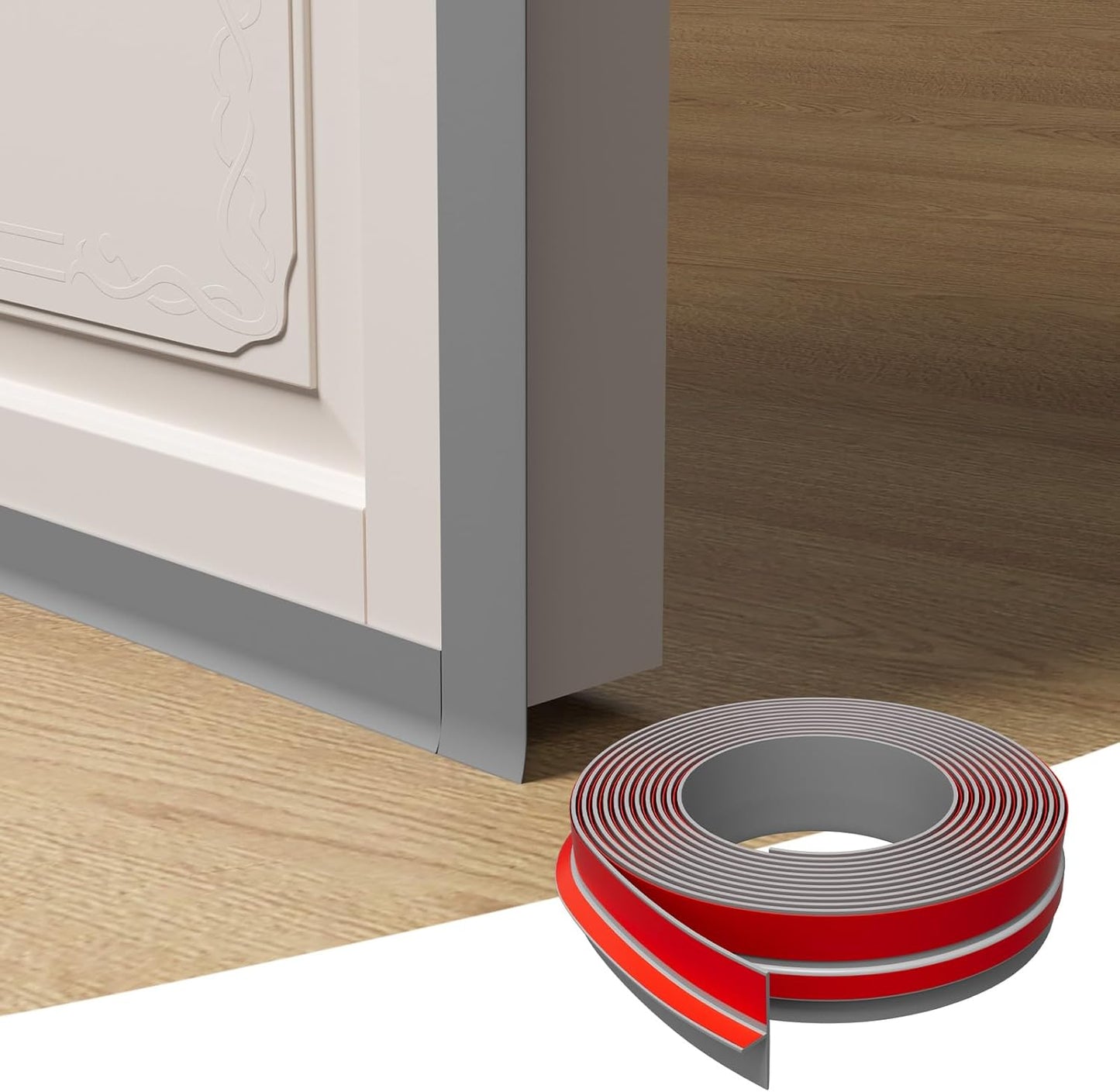 T-Shaped Door Draft Stopper, 1.97 in x 10 Ft Silicone Seal Strip for Windows Gaps, Weather Stripping Seal Strip Shower Sweep, Grey