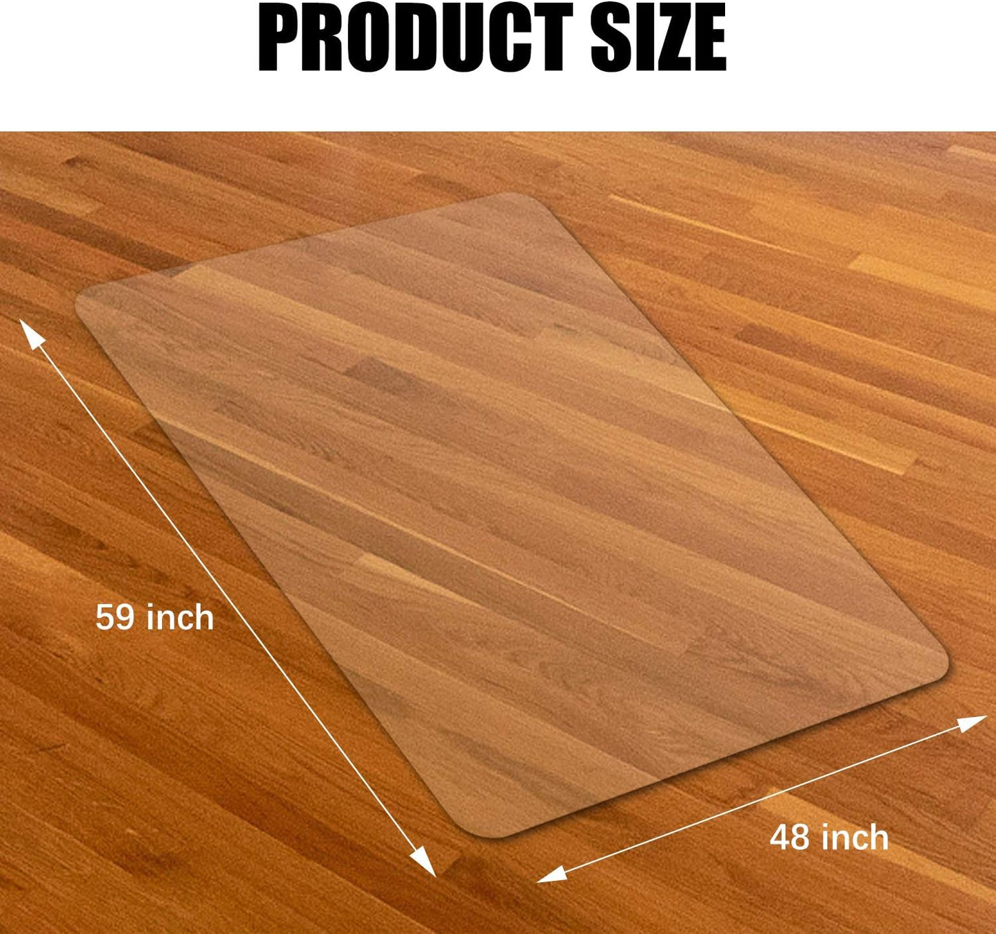 Kuyal Clear Chair Mat, Hard Floor Use, 48" X 59" Transparent Office Home Floor Protector mat Chairmats (48" X 59" Rectangle)