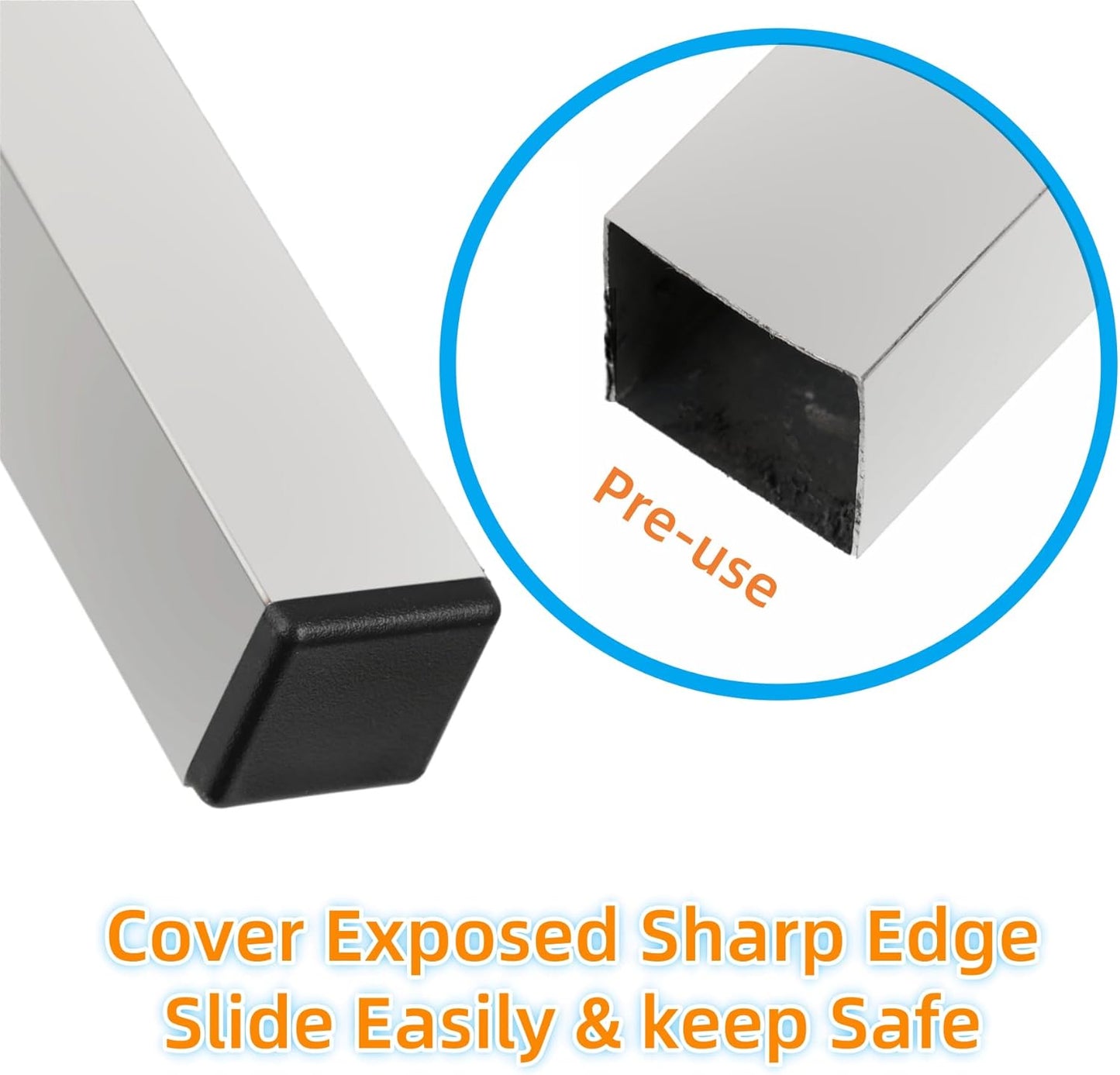 Furnigear Plastic Plugs Tubing End Cap Chair End Caps Outside Bottom Tubing Caps Square Furniture Sliders Glides Black (24, Fit 0.95-1.04" Square Tube Inner Size)