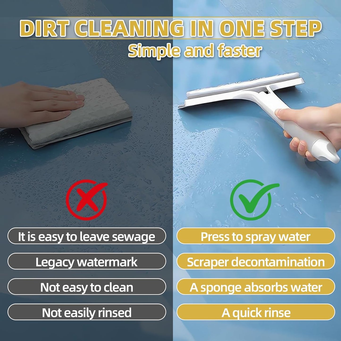 3 in 1 Spray Squeegee, 3 in 1 Window Squeegee Cleaner, Window Squeegee with Spray, WindowSqueegee Cleaner Tool with SprayBottle for Car Home Windows Mirrors, 3 Pcs