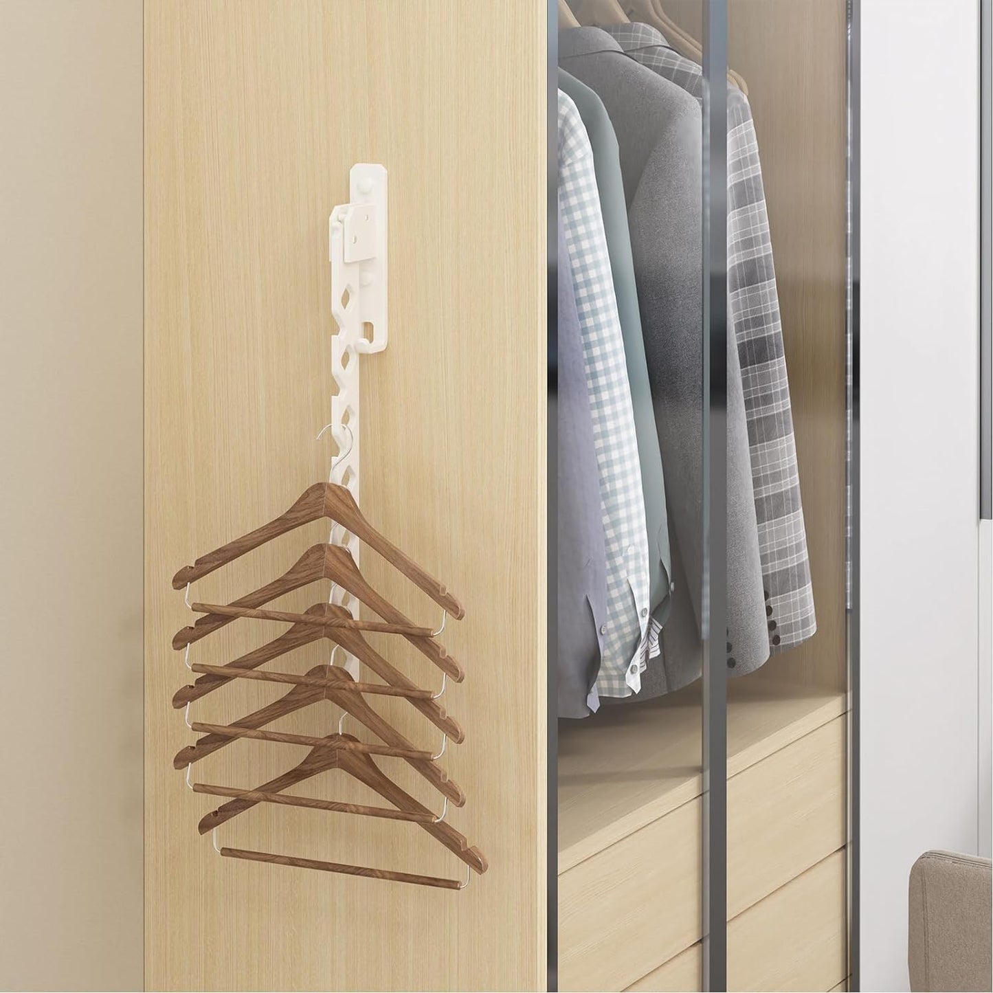 Wall Mounted Clothes Drying Rack, Wall Clothes Hanger Foldable, Laundry Hanger Hook for Bathroom, Wall Clothes Rack Indoor, Perfect for Small Spaces, White