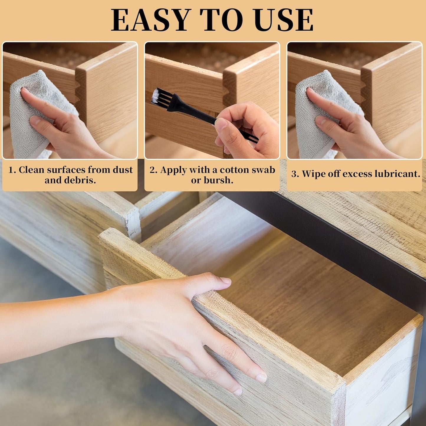 Wood Drawer Wax Lubricant Paste Door-Ease Lubricant Wear-Resistant Eliminate Sticking Noise Loosen Drawer Slide Grease for Wood Furniture, Window Track, Sliding Glass Doors, Hinges, 1 oz 1-Pack