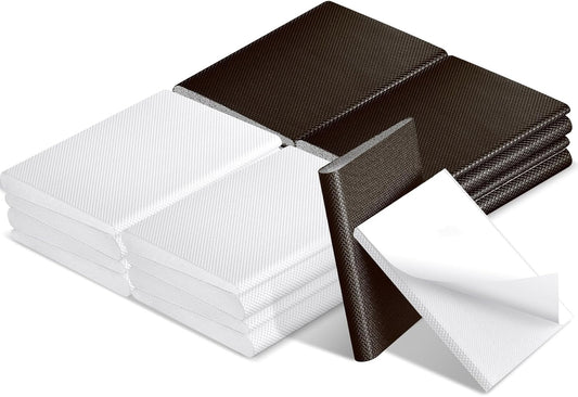 Zonon 16 Pieces Door Corner Seal Weatherstripping Exterior Door Frame Seal Draft Stopper Adhesive Corner Pads for Weather Stripping and Draft Protection (White,Brown)