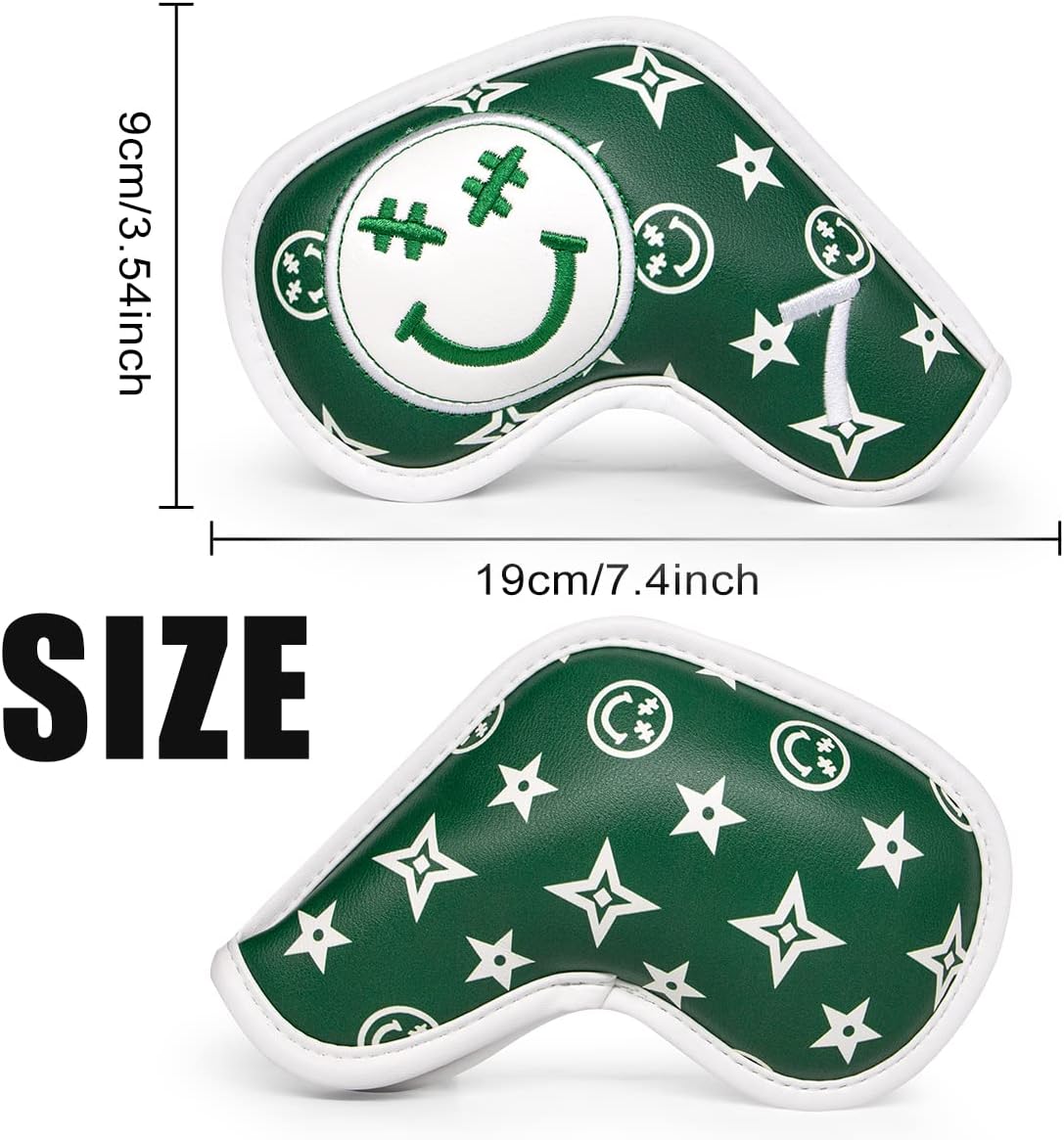 Barudan Golf Iron Head Covers, Golf Headocver for Iron Clubs, Golf Iron Covers Headcovers Set 10pcs #4-9 Aw, PW, SW, Xw fits for All Brand, Color Green, Golf Gifts for Men/Women Golfers
