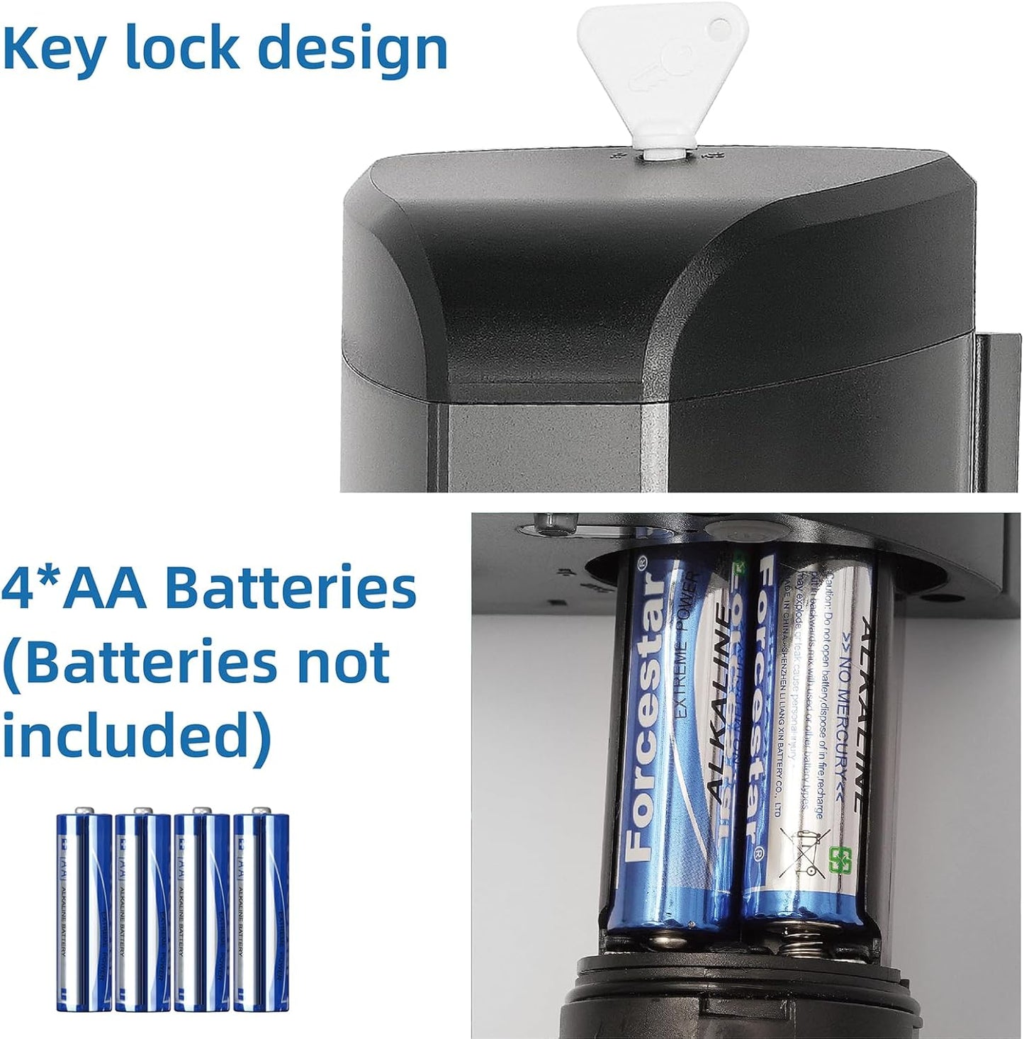 Automatic Soap Dispenser, Wall Mounted Liquid Soap Dispenser 24.6oz/700ml with Infrared Sensor, Touchless Battery Operated Hand Soap Dispenser with 3 Adjustable Soap Levels for Bathroom (Black)