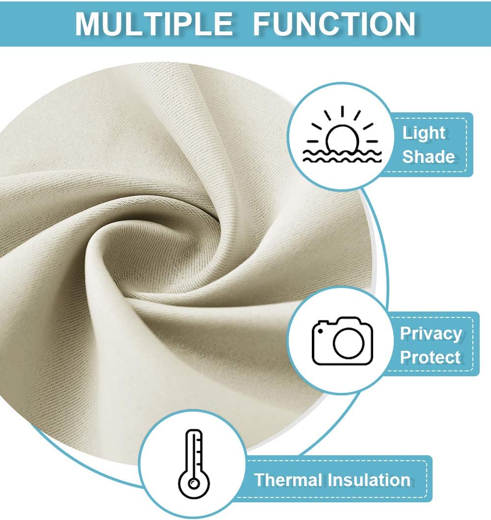 RYB HOME Short Curtains for Living Room Blackout Portable Blinds Shades for Bedroom Bathroom Basement Garage RV Camper Windows, 34 inches Width x 36 inches Length, Beige, 2 Pcs