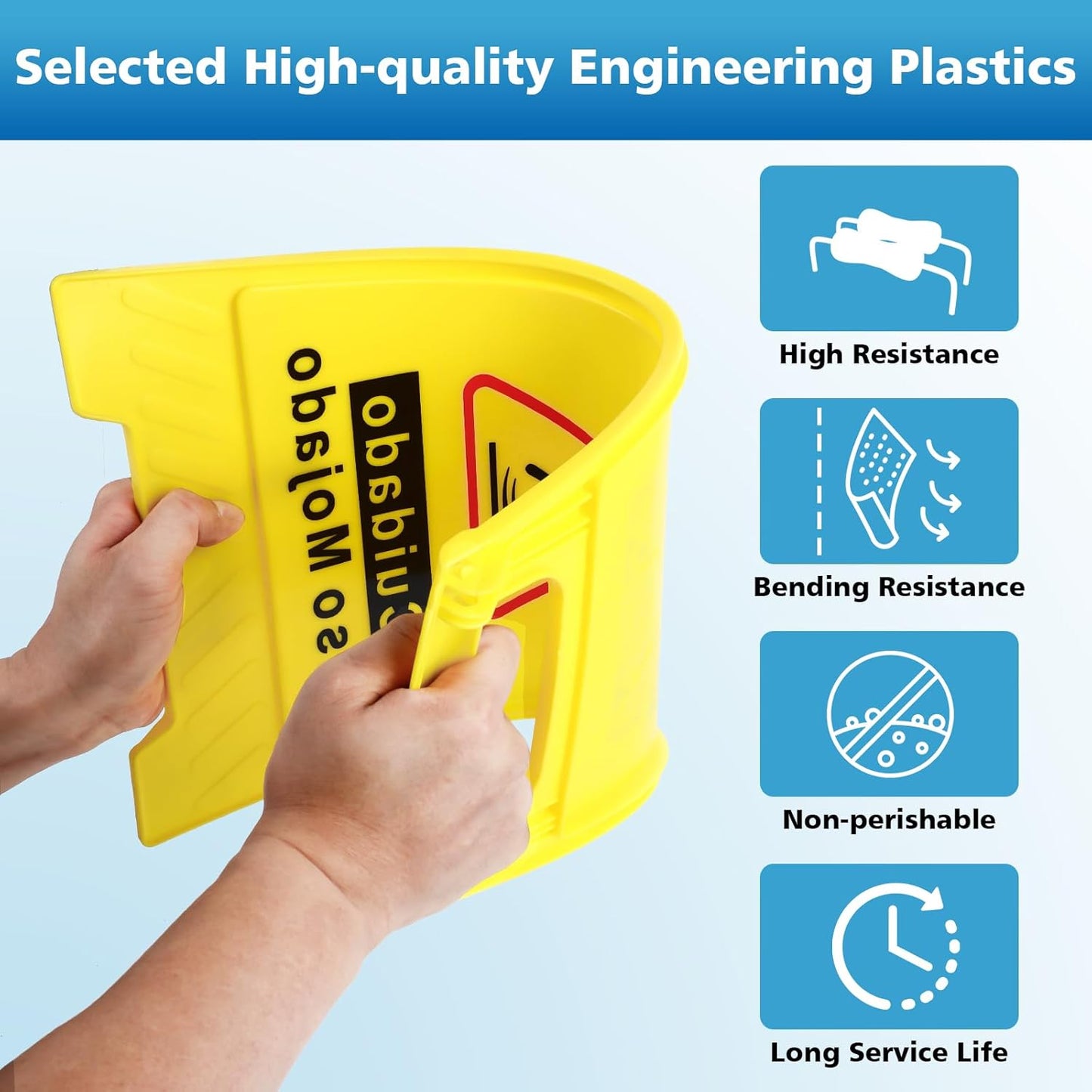 6-Pack Caution Wet Floor Sign,17.5" Height,Bright Yellow Double-Sided Folding A-Shaped Frame Design, Bilingual Caution Message