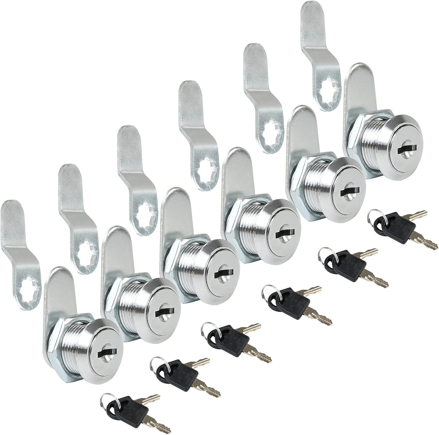 Cabinet Locks, 6 Pcs MoHern Keyed Alike 5/8 Inch (16mm) Rv Storage Lock, Cylinder Locks, Zinc Alloy Cam Lock with Keys for Cabinet, File Drawer Dresser and More