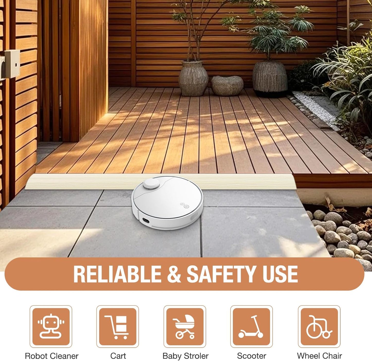 Floor Transition Strip Self Adhesive Vinyl Door Threshold for Doorways Carpet Edging Trim Overlap Edge Reducer for Laminate Floor, Carpet, Tile (Beige Wood Grain, 1/5" to 2/5", 3.3Ft)