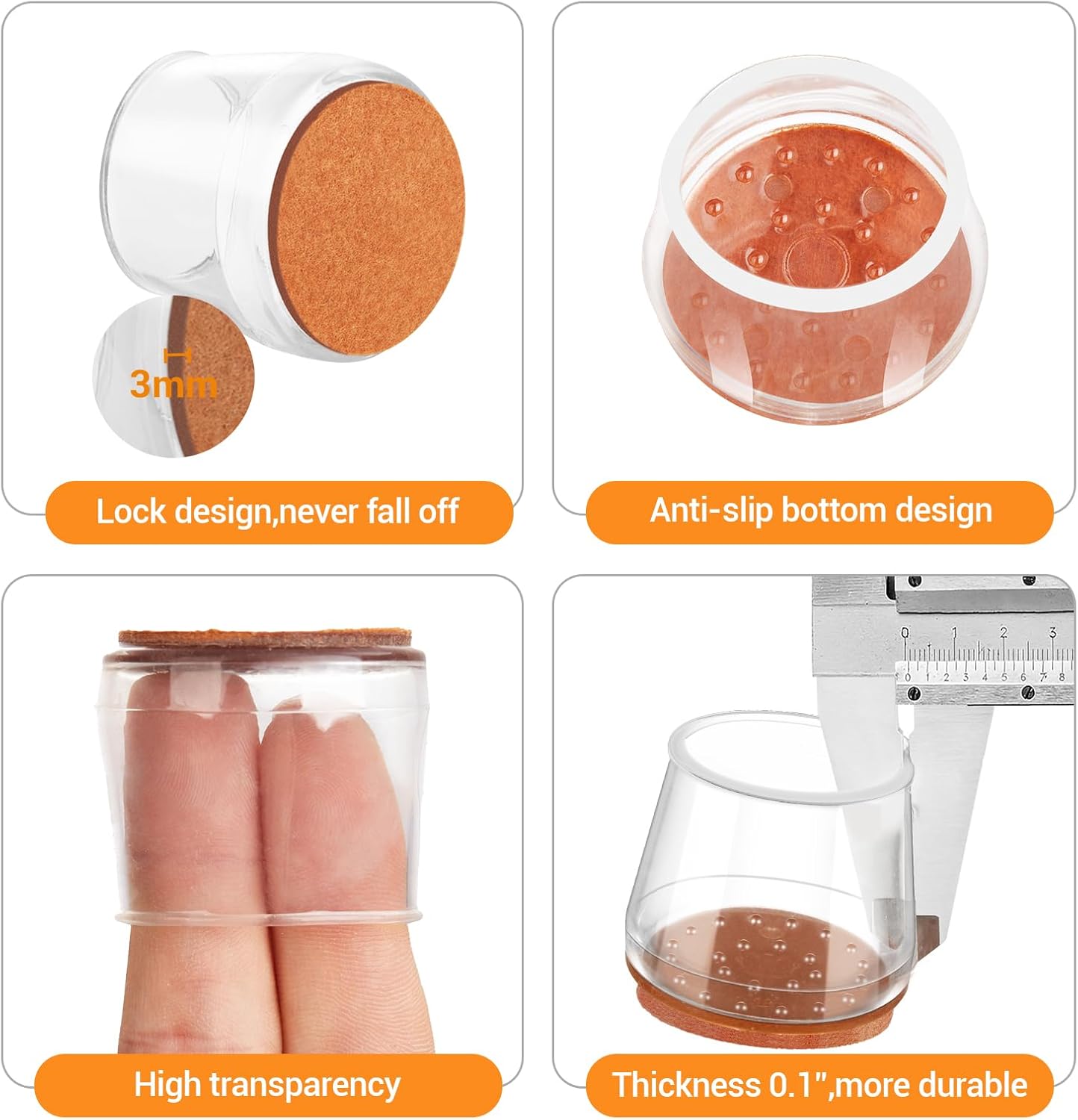 Glaais 36Pcs Silicone Chair Leg Floor Protectors, Floor Protectors for Chairs, Rubber Chair Leg Caps for Wood Floors, Chair Leg Protectors for Hardwood Floors,Rubber Chair Leg Covers (Small, Clear)