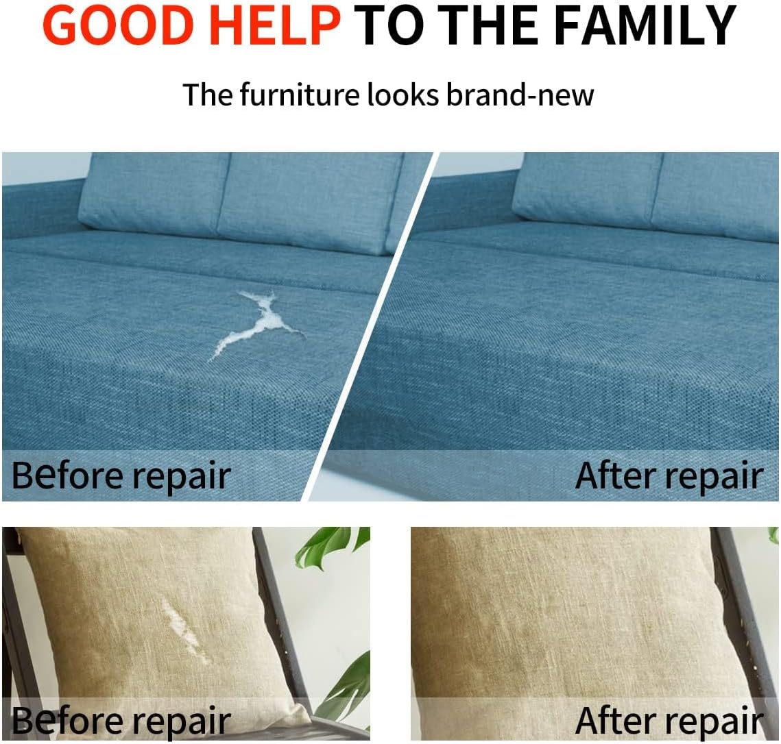 Fabric Repair Patches, 17X79 Inch Linen Repair Tape Self-Adhesive Fabric Patches Durable, DIY Large Linen Tape for Sofa, Couches, Furniture, Chair, Clothing （17X79 Inch, Beige）