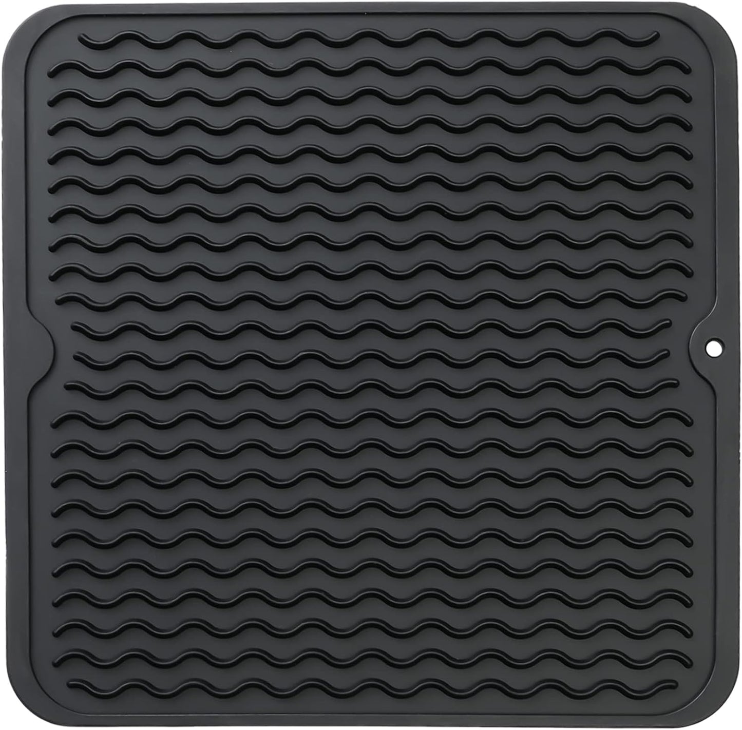 Silicone Dish Drying Mat for Multiple Usage,Easy clean,Eco-friendly,Heat-resistant Silicone Mat for Kitchen Counter or Sink,Refrigerator or Drawer liner Black M 12 inches x 12 inches