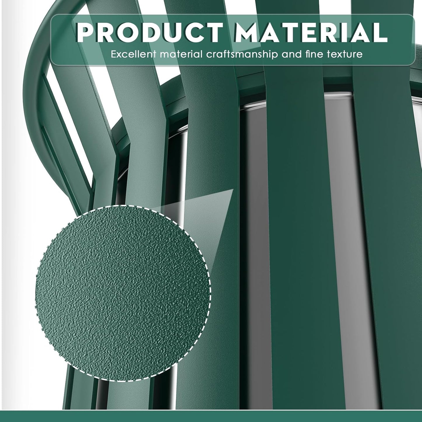 8Gallon/30L Commercial Outdoor & Indoor Metal Trash Can, Outdoor Slatted Trash Receptacle with Metal Linner, All Weather Resistant Large Outside Zone Round Garbage Bin for Street, Park, School - Green