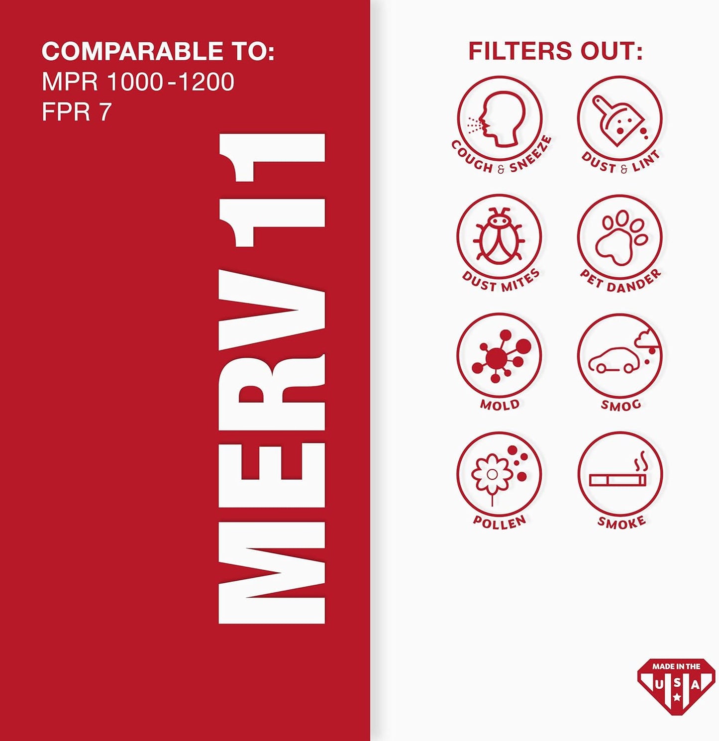 Aerostar 16 1/4x21 1/2x1 MERV 11 Pleated Air Filter, AC Furnace Air Filter, 6 Pack (Actual Size: 16 3/8" x 21 1/2" x 3/4")
