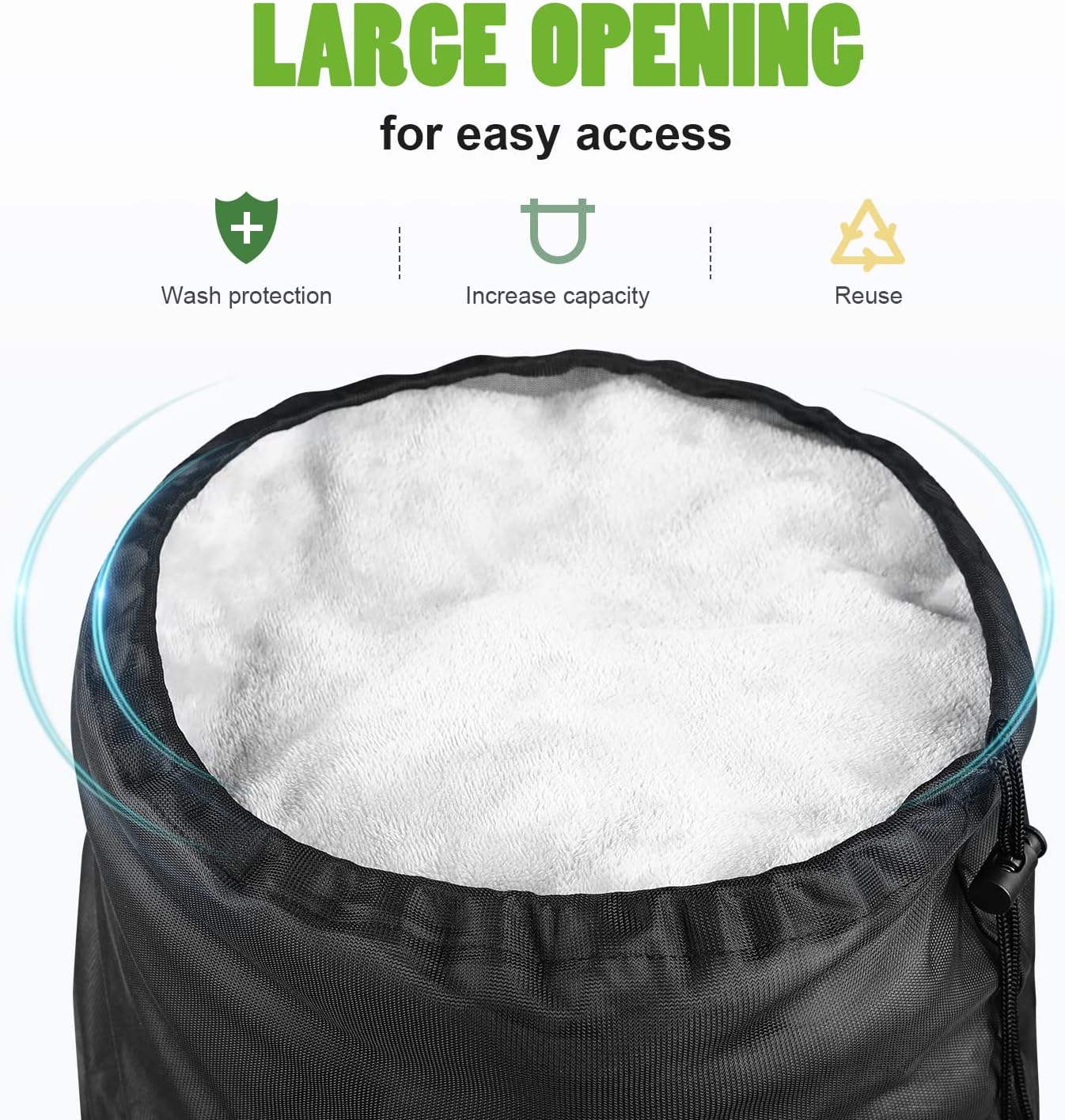 OTraki 2 Pack Large Laundry Bags 24 x 35 inch Mesh Washing Bag with Drawstring Closure Black Dirty Garment Toy Storage Bag Washable Laundry Hamper Replacement Liner for Home Dorm Hotel Beach