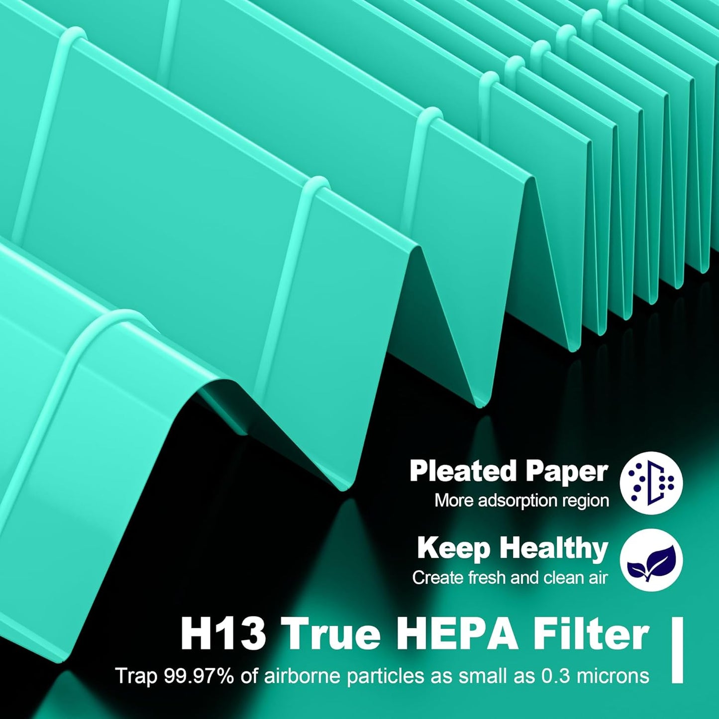 MK01 & MK06 True HEPA Filter Replacement Compatible with Aroeve MK01, MK06, ToLife TZ-K1 and Kloudi DH-JH01 Air Purifier, Pet Dander Version, Green, 3 Pack