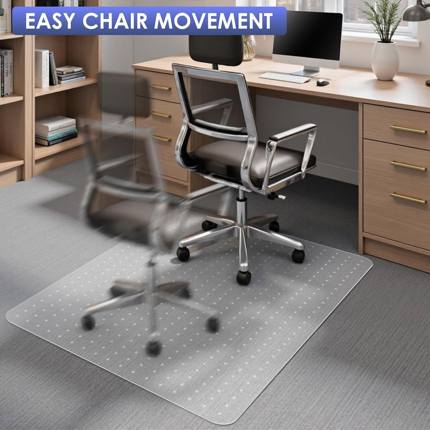 Kuyal Office Chair Mat for Carpet, 2 Pack 36x 48 Clear Heavy Duty Computer Chair Mat, Under Desk Protector Carpeted Floors Mat, Easy Chair Movement,Ship Flat