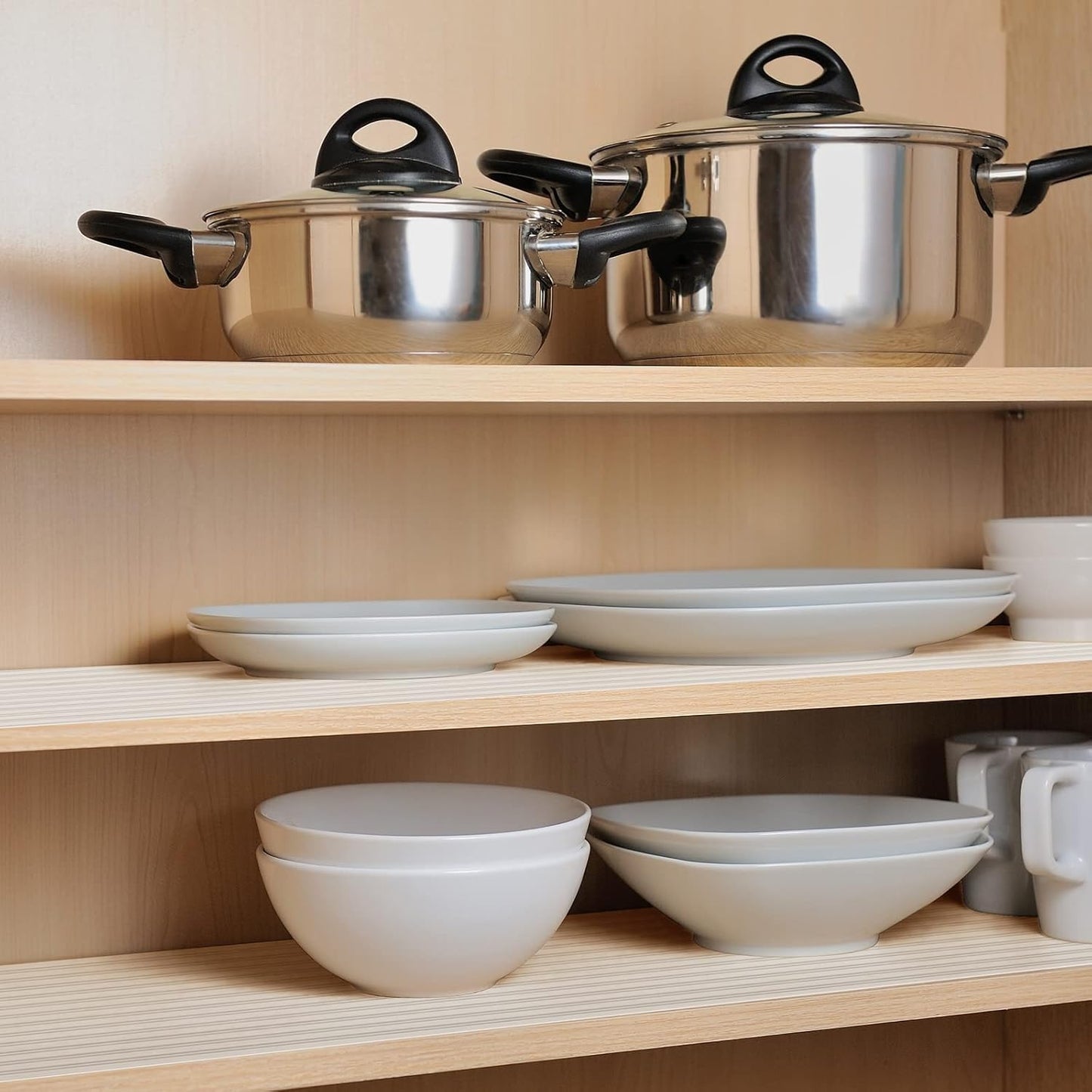 Shelf Liners for Kitchen Cabinets Non Adhesive Drawer Liner EVA Material Cupboard Mat Waterproof Refrigerator Mats Washable Fridge Liner for Cupboard and Desks Clear Shelf Liner 23.6 x 393.7 Inches