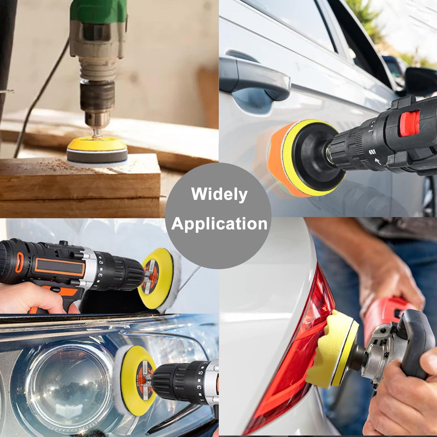 3 Inch Sanding Disc Drill Polishing Kit Sanding Attachment, 150 Pcs Wet Dry Car Headlight Restoration Kit Hook and Loop Sandpaper with 1/4" Shank, Backing Pads, Interface Pads and Polishing Pads