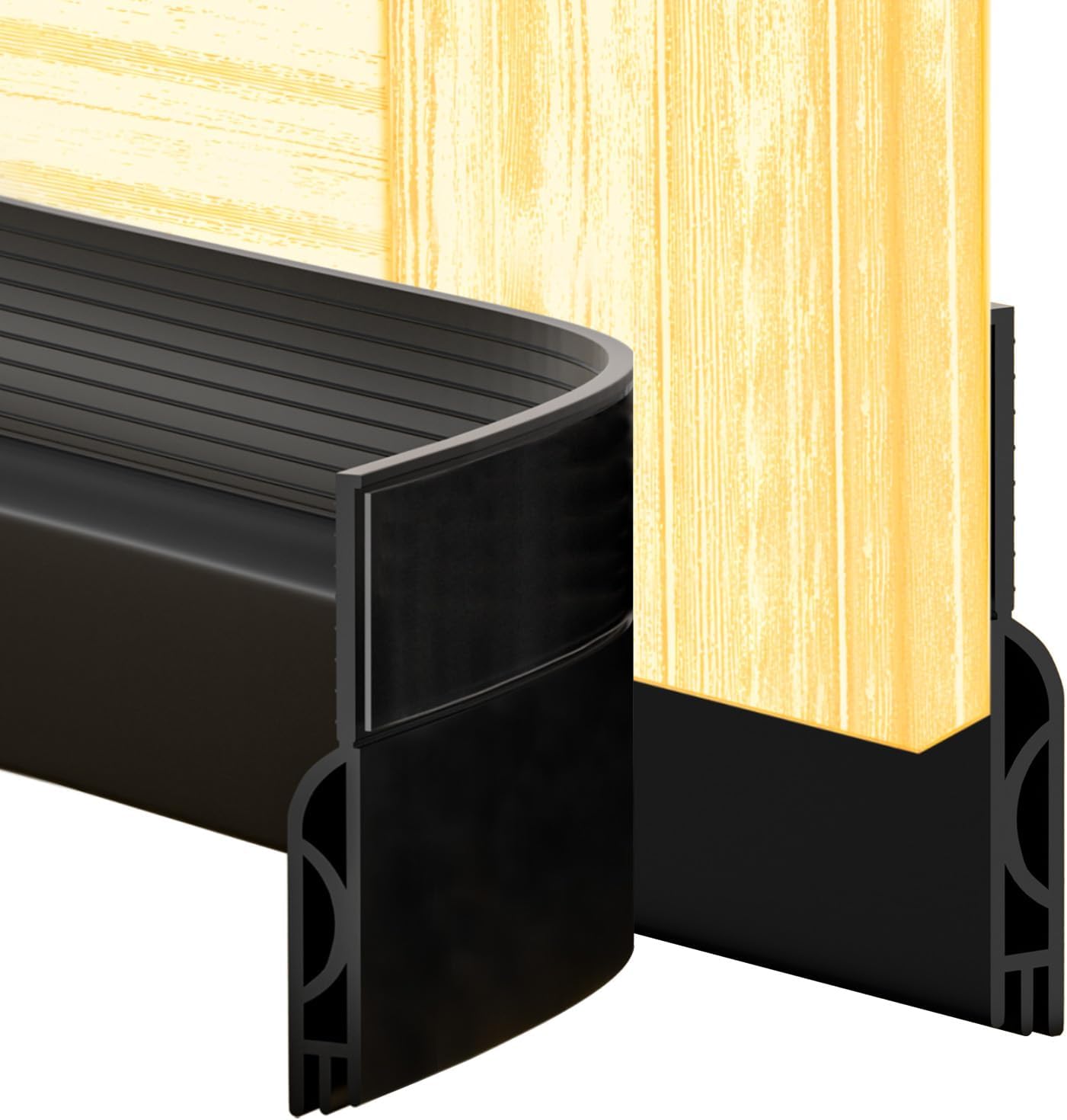 Door Draft Stopper,Door Sweep for Bottom of Door,Weather Stripping Door Seal Draft Guard Blocker Noise Cold Air Insulation Soundproofing for Exterior Interior Home Improvement(Black, 78")