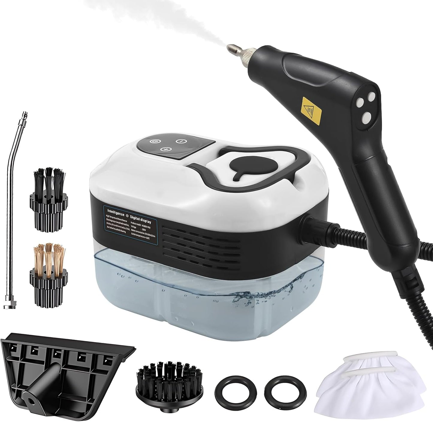 Irishom Handheld Multi-Surface Steam Cleaner with 6pcs Accessories, Touch Screen 6 Levels Adjustable 105℃/221℉ Deep Cleaning Steamer with Portable Handle 1200ml/40.5oz Water Tank