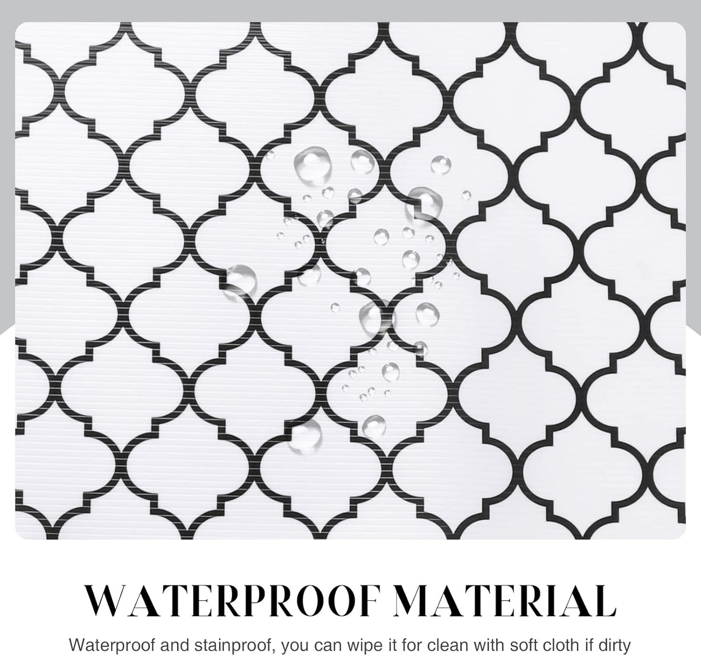 Glotoch Non Slip Shelf Liner 24 Inch Wide, Non Adhesive Drawer Liner, Waterproof Shelf Liners for Kitchen Cabinets/Refrigerator/Wire Shelving/Bathroom/Pantry-Heavy Duty, Durable, White Quatrefoil