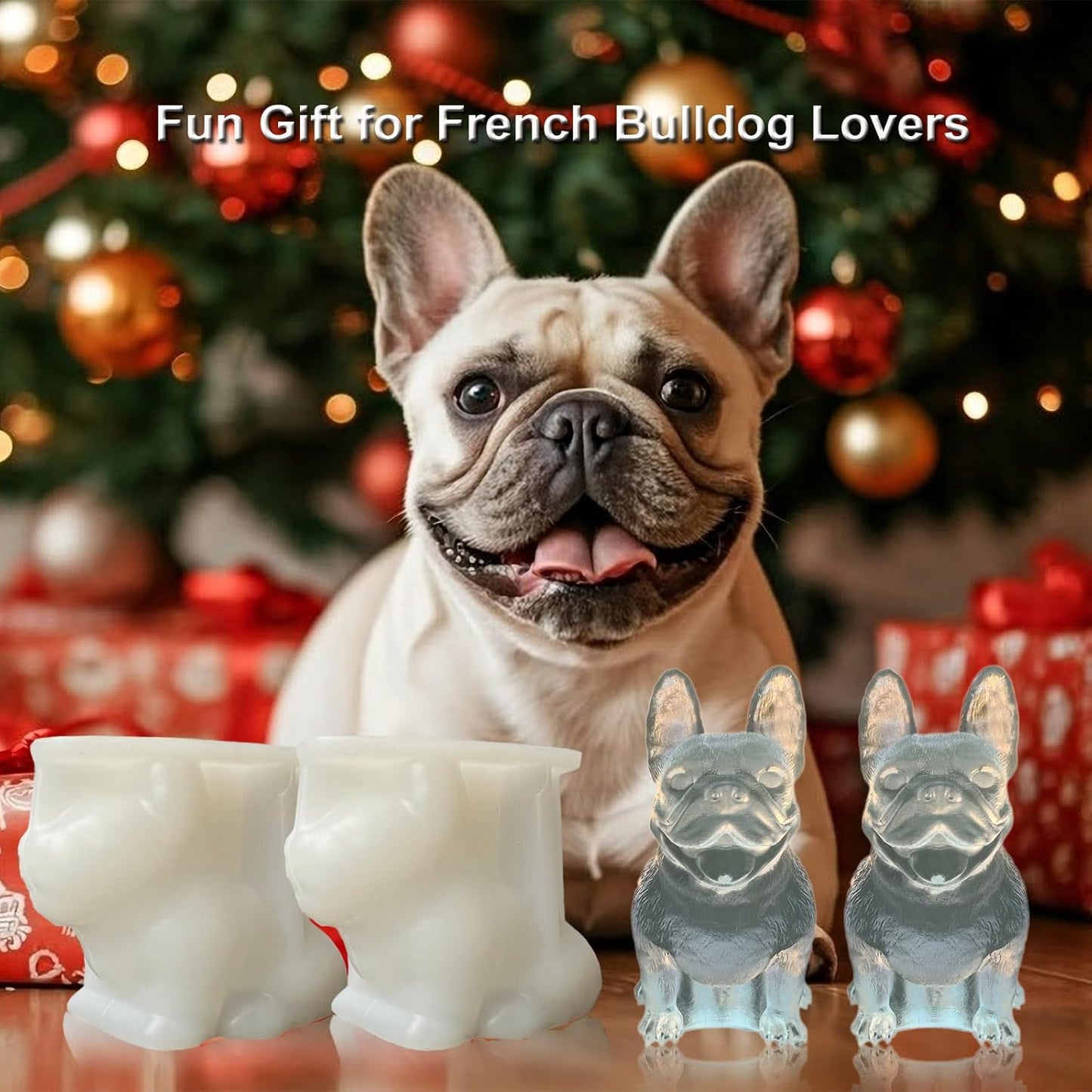3D French Bulldog Ice Cube Molds Tray Silicone for Whiskey, Cocktail, Coffee Juice Drink; Fun Animal Shape, Christmas Gifts for Bulldog Lovers, Women, Kids; Chocolate Epoxy Resin Molds 2 Pack