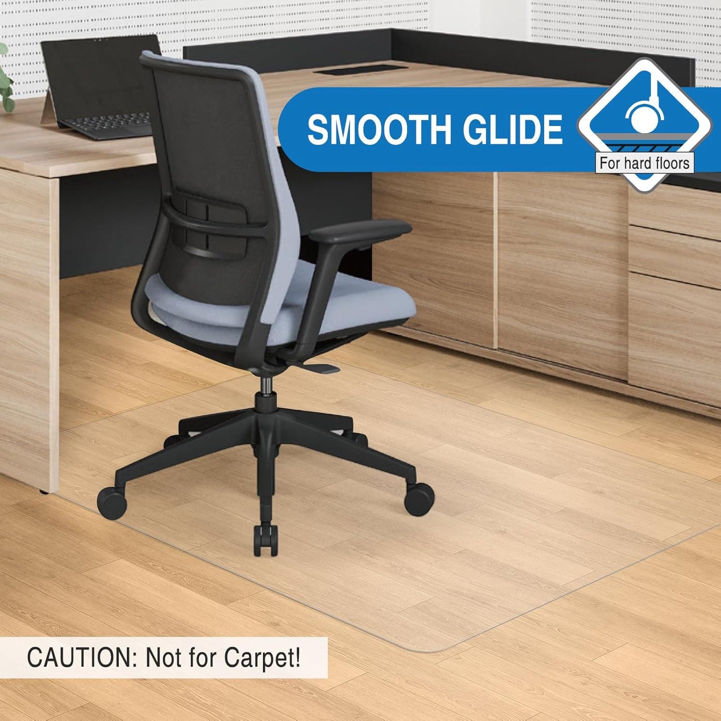 Clear Chair Mat, 48" x 36" Office Chair Mat for Hard Floors, Floor Protector Desk Mat for Gaming, Vinyl Floor Mat for Home Office Kichen Living Room, Clear