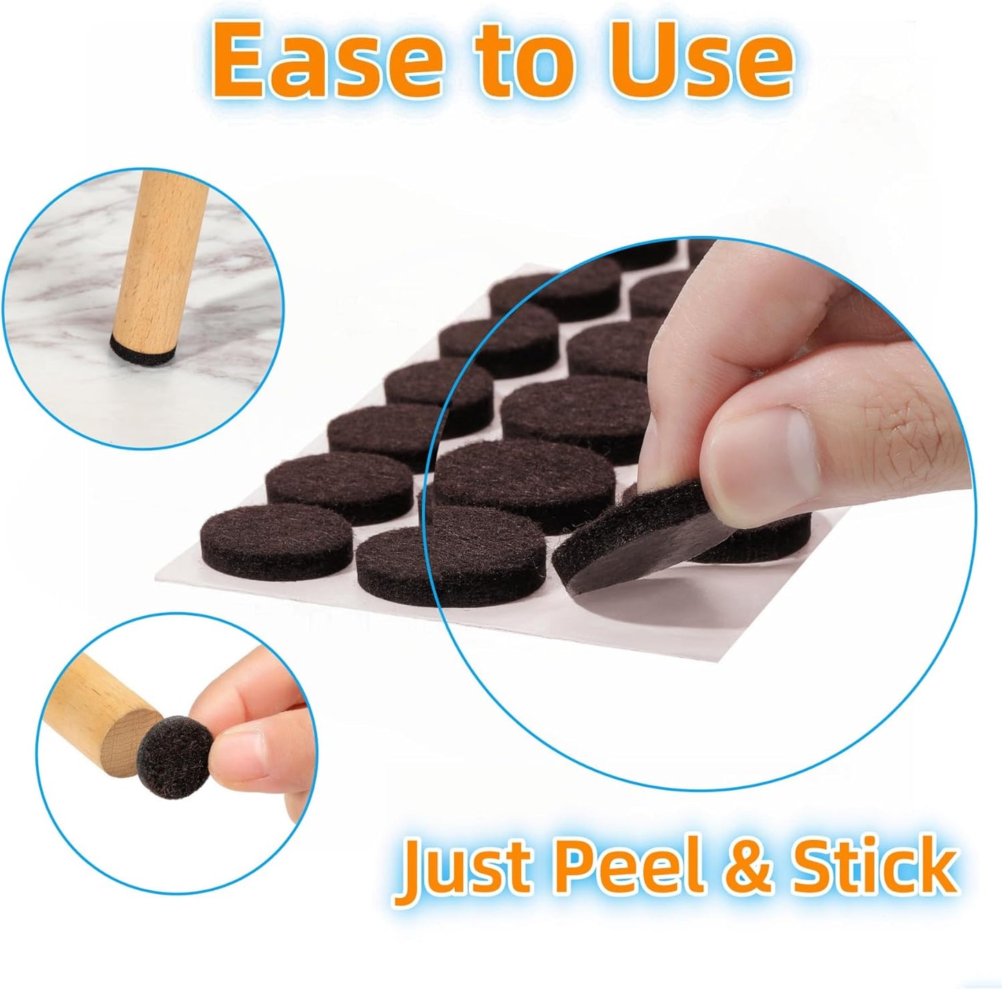 Furnigear Felt Furniture Pads for Hardwood Floors - Self Adhesive Chair Felt Pad, Floor Protector for Furniture Feet, Furniture Sliders Moving Furniture Smoothly, Anti Scratch 108 Pcs 5/8" Round Brown