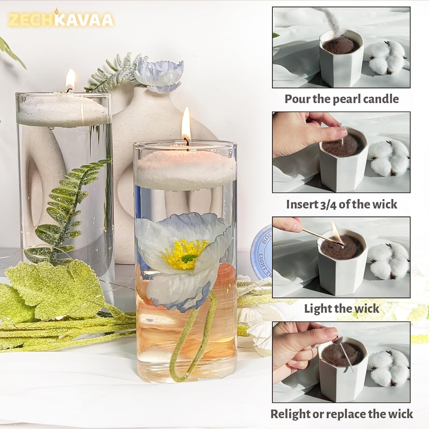 Unscented Brown Pearled Candle 18oz Luxury Sand Candle Granulated Wax - 30 Cotton Wicks – Wax for Candle Making Decorative Candles Smooth and Clean Burning Lasts up to 120 Hours