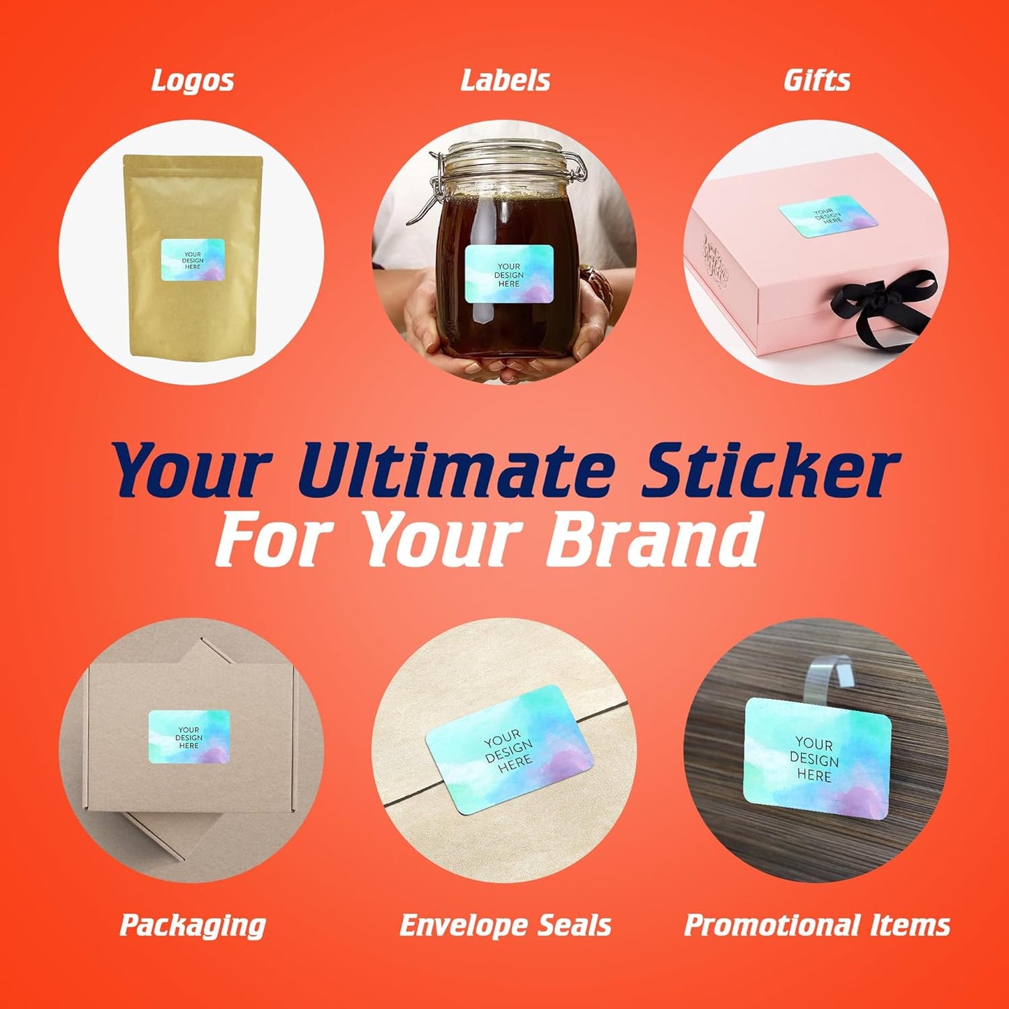 5-1000 Custom Vinyl Stickers - Upload Your own Image, Text, Design, Logo - Personalized Logo Labels for Handmade, Packaging, Bottle, Jars, Candle, Brand Stickers (Sky Blue, 3x2)
