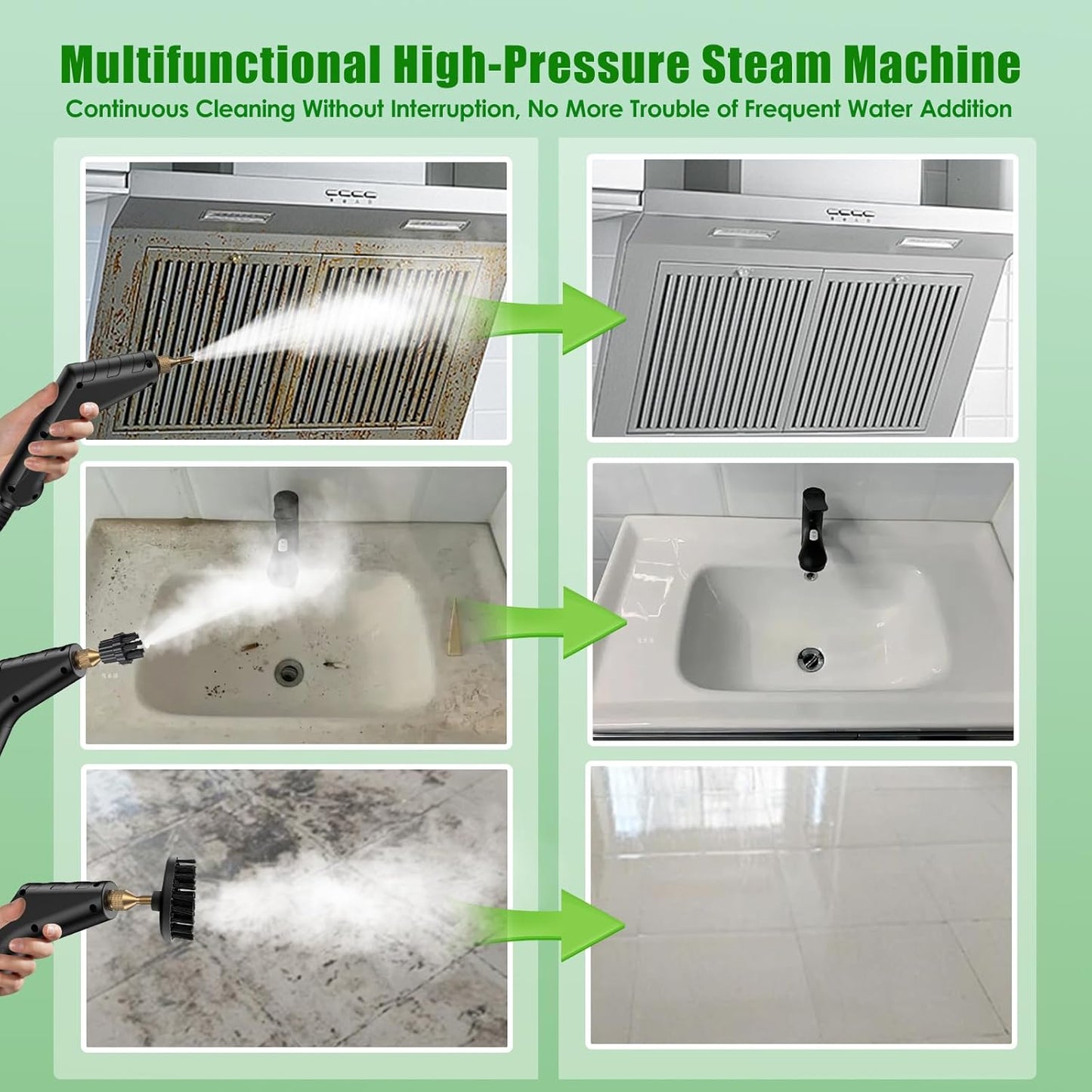 8-in-1 Handheld Steam Cleaner, 2200W High Pressure Steam Cleaner, 1.2L Portable Car Steam Cleaner for Home Kitchen, Bathroom, floor and Car Cleaning, 10s Fast Heating High Pressure Steam Cleaning