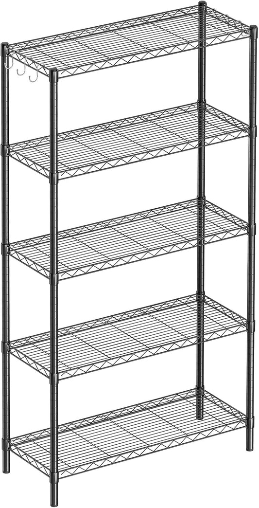 5-Shelf Adjustable Metal Shelf Wire Shelving Unit Storage Rack Display Shelf for Office,Kitchen,Bedroom,Bathroom,Laundry,Pantry Basement,Garage(Black,36" L x 14" W x 72" H)