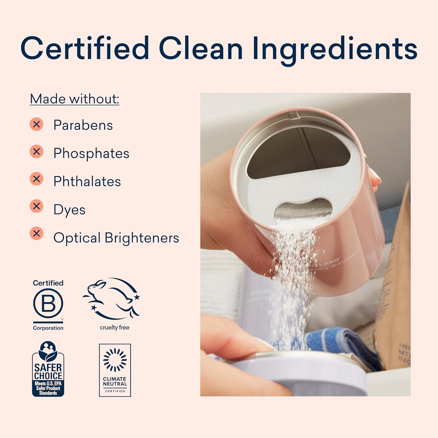 BLUELAND Oxi Laundry Booster Powder Refill 2-Pack, Fragrance Free & Clear, 50 Loads, 35.2 oz, Plastic-Free, Eco Friendly, Oxy Cleaner, Stain Remover