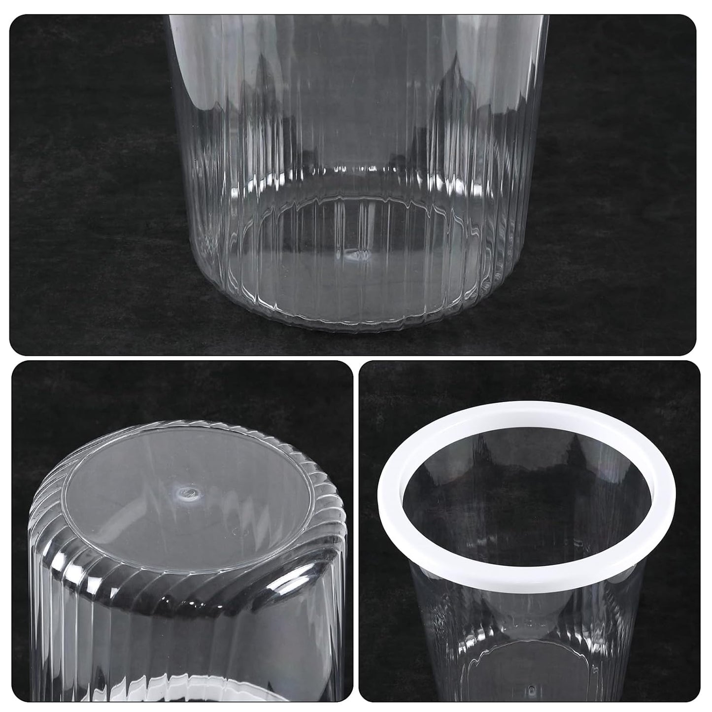 4-Pack Waste Basket Plastic, Small Plastic Garbage Can, Clear, 4 Gallon