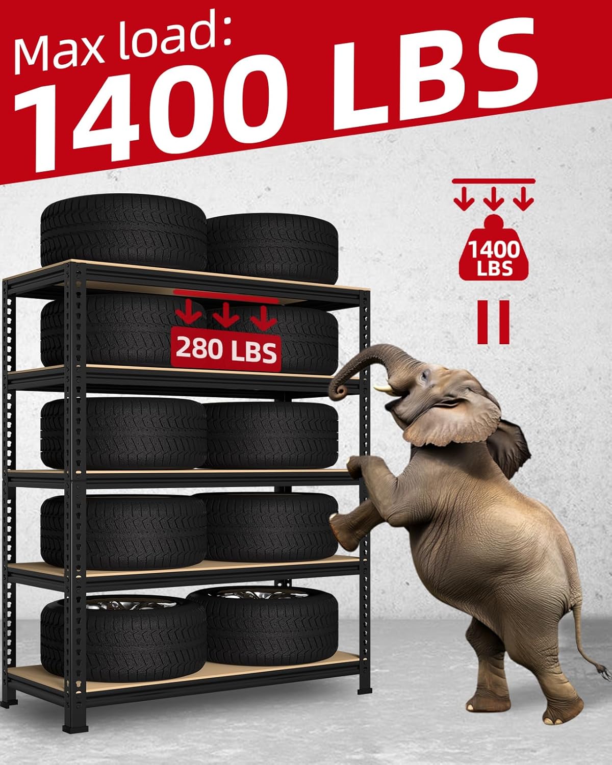 PrimeZone 32"W x 16"D x 63" H Storage Shelves - 2 Pack 5 Tier Adjustable Garage Storage Shelving, Heavy Duty Metal Storage Organizer Utility Rack Shelf Unit for Warehouse Pantry Closet Kitchen, Black