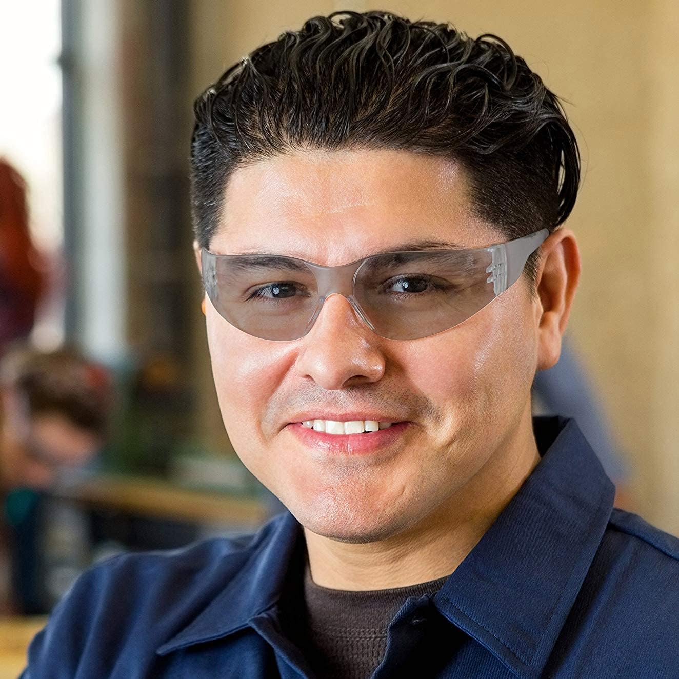 BISON LIFE Safety Glasses - Scratch Resistant Wrap Around Eyewear, Polycarbonate ANSI Z87.1 Impact Resistant Lens