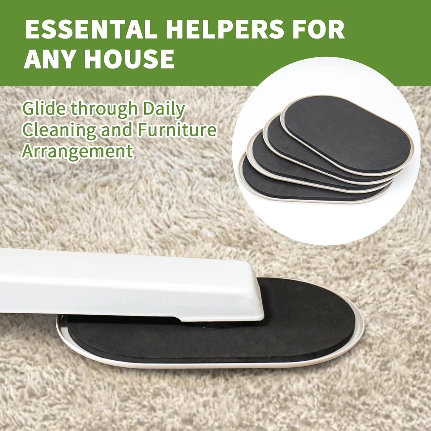 Furniture Sliders for Carpet 4 PCS - 9 1/2 inch Furniture Moving Slider Chair Legs Floors Protectors– Move Your Furniture Easy & Safely (for Carpet)