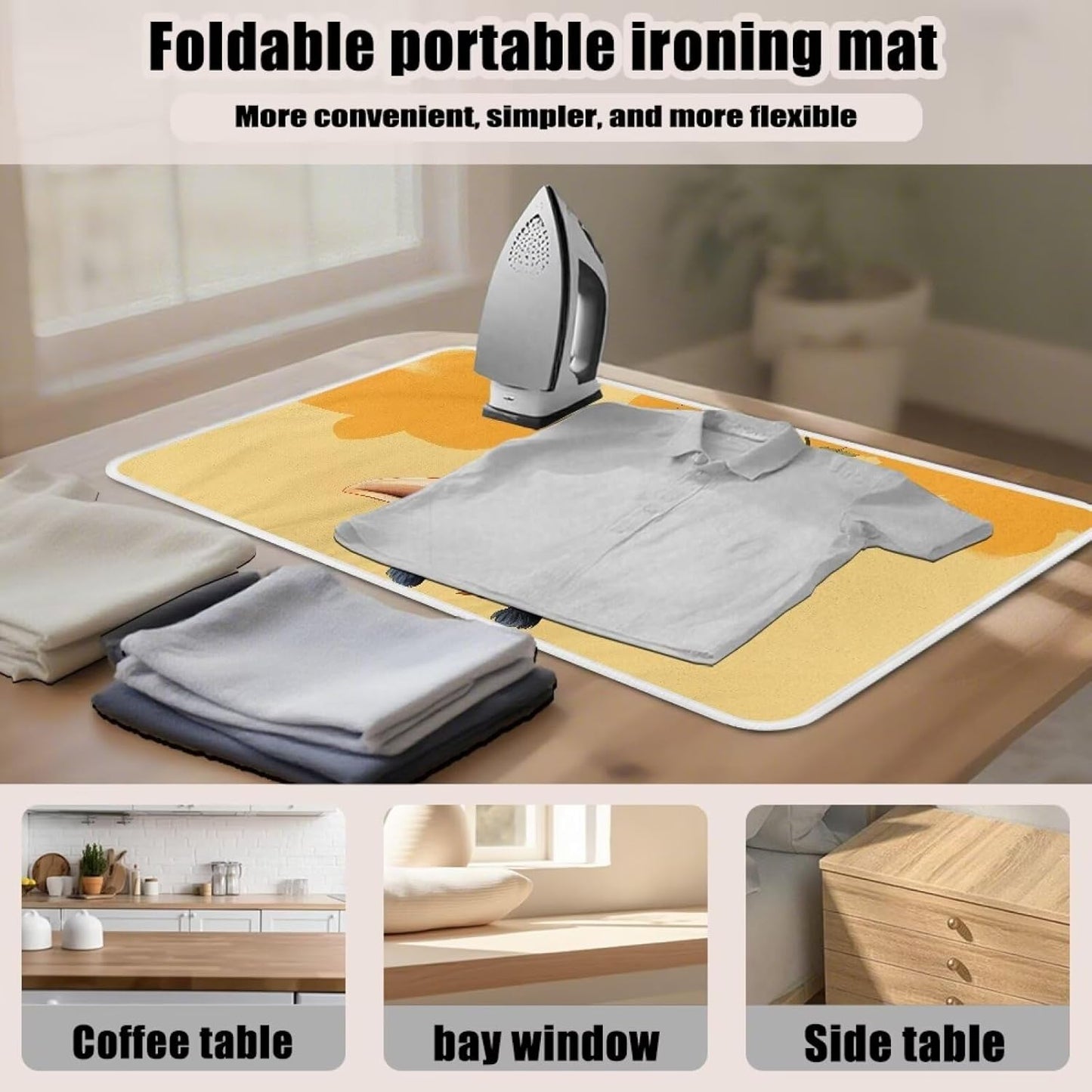 Funny Ironing Mat Portable Giraffe Ironing Pad for Steam Pressing on Tabletop or Bed,Heat Resistant Portable Quilting & Travel Blanket Ironing Board Alternative Cover