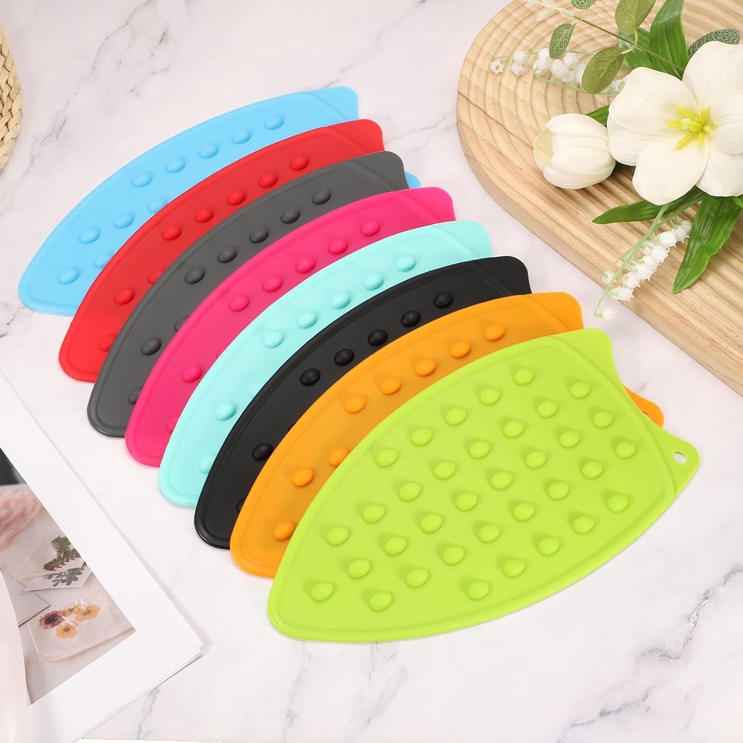 PATIKIL Silicone Iron Rest Pad, 2 Pcs Multipurpose Hot Heat Resistant Iron Rest Plate Protective Pad for Ironing Board Hot Resistant Steamer Steam Compact Mat, Yellow