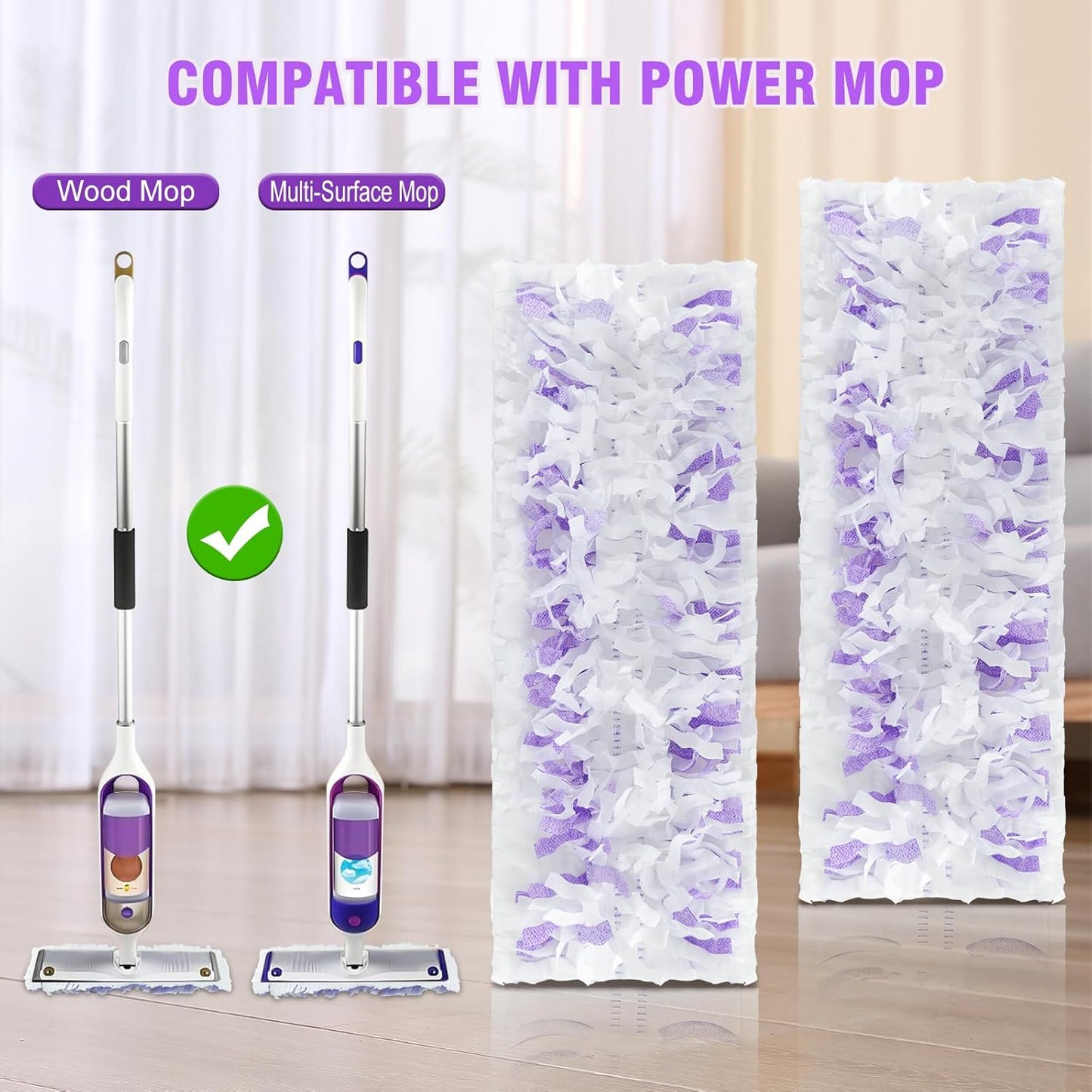 25 Count ‌Disposable Heavy-Duty Power Mop Pads Refills for Swiffer Power Mop,Replacement Floor Cleaning Refills, Non-Washable & Unscented, Compatible with Swiffer PowerMop (Quick-Absorb, No Residue)