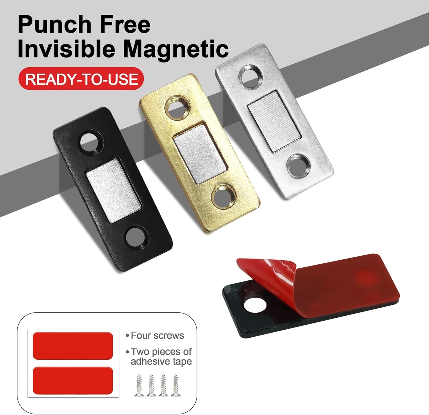 Cabinet Magnetic Catch, 6 Pack Gold Ultra Thin Magnetic Cabinet Door Catch, Adhesive Cabinet Magnets for Kitchen Drawer Cabinet Door Closet, Concealed Strong Magnetic Cabinet Latch