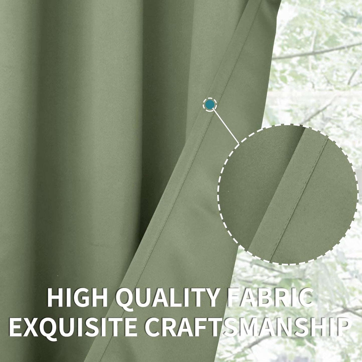 BGment Short Blackout Curtains 40 Inches Length - Rod Pocket Thermal Insulated Room Darkening Window Drapes for Kitchen Bedroom Bathroom, Olive Green, 2 Panels, 42 x 40 Inch