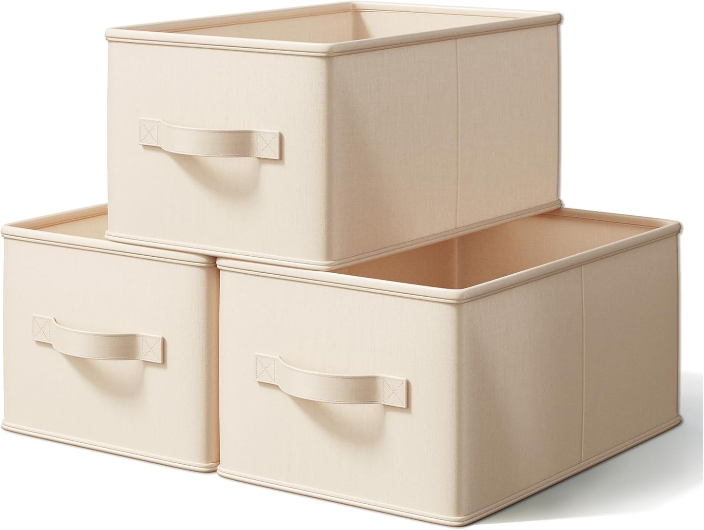 Storage Bins, Fabric Satin Storage Baskets for Shelves, 14.75"L*10.25"W*8.25"H Collapsible Storage Bins with Handles for clothes, Closet Baskets and Bins with Handles, Blush Pink, 3-Pack