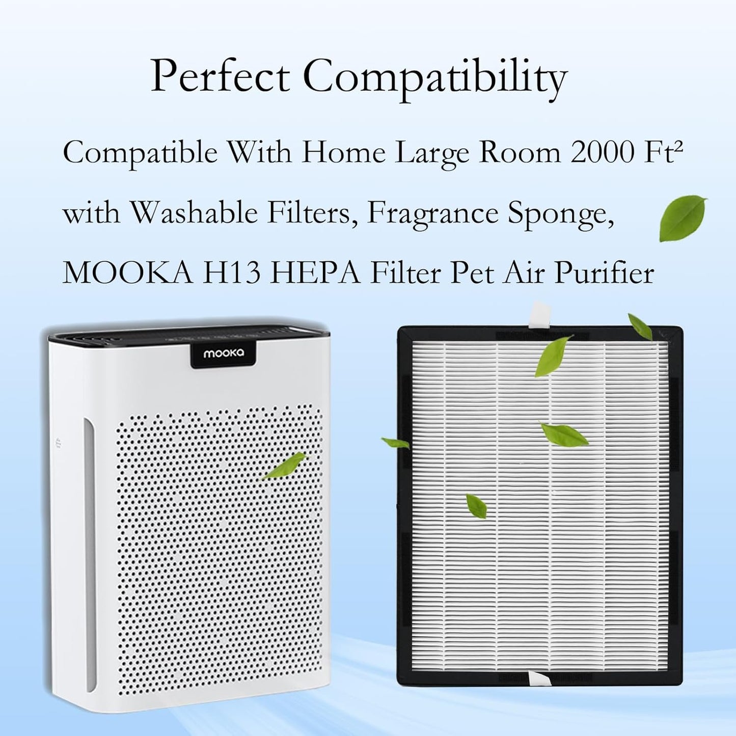 2 Packs KJ190L Replacement Filter with Washable Filter Compatible with MOOKA® H13 HEPA Filter Pet Air Purifier, Upgraded Activated Carbon Filter,Removes pet Hair Odors