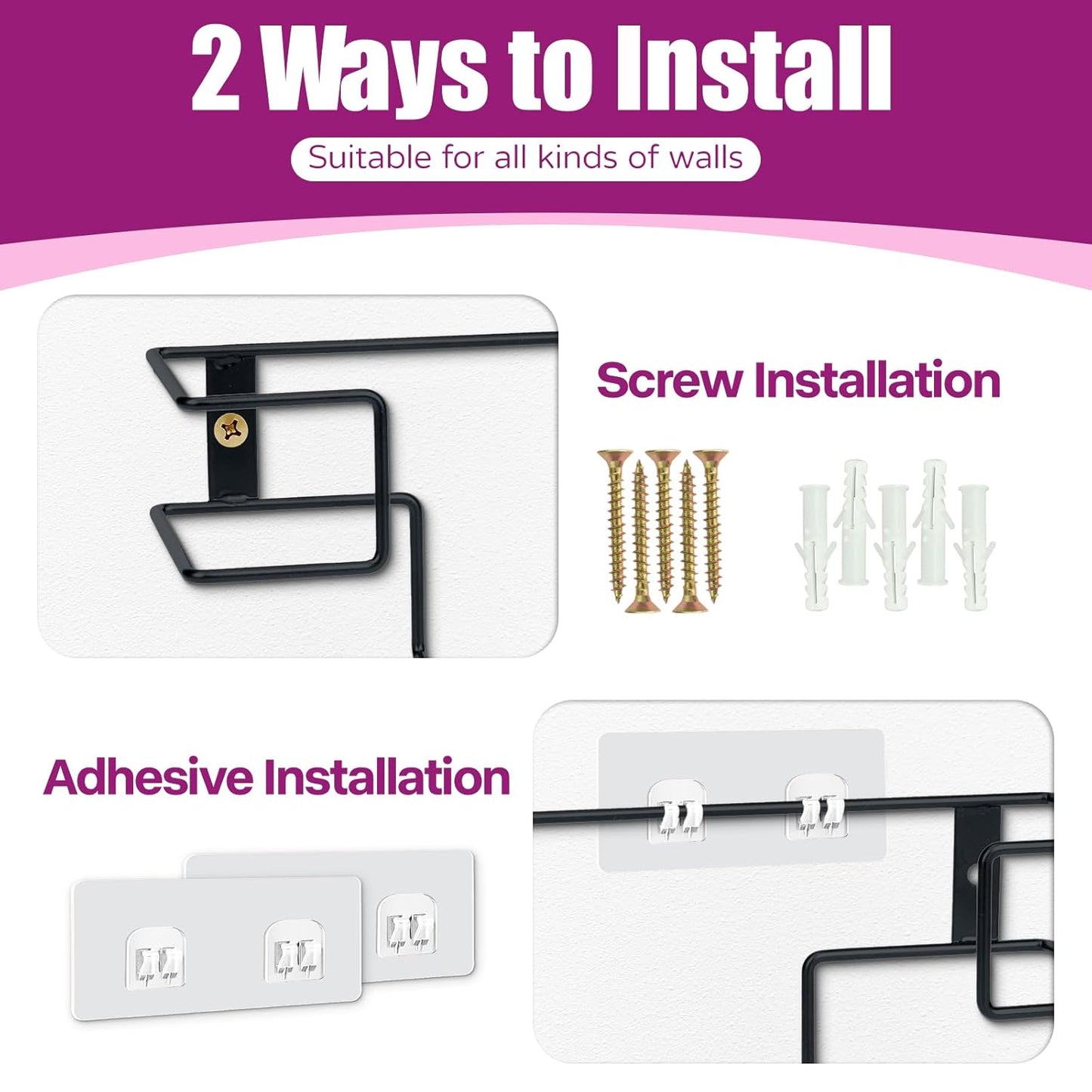 Glove Box Holder and Dispenser - Metal Rack for Rubber Latex Gloves Face Tissue, Black (4 Pack)