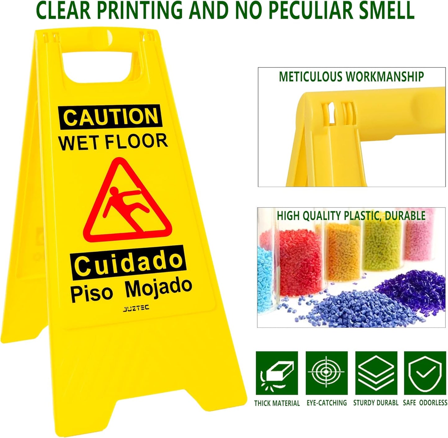Wet Floor Sign 3 Pack - Caution Wet Floor Signs Commercial for Safety Precautions | Visible Yellow Warning Sign for Slippery Surfaces
